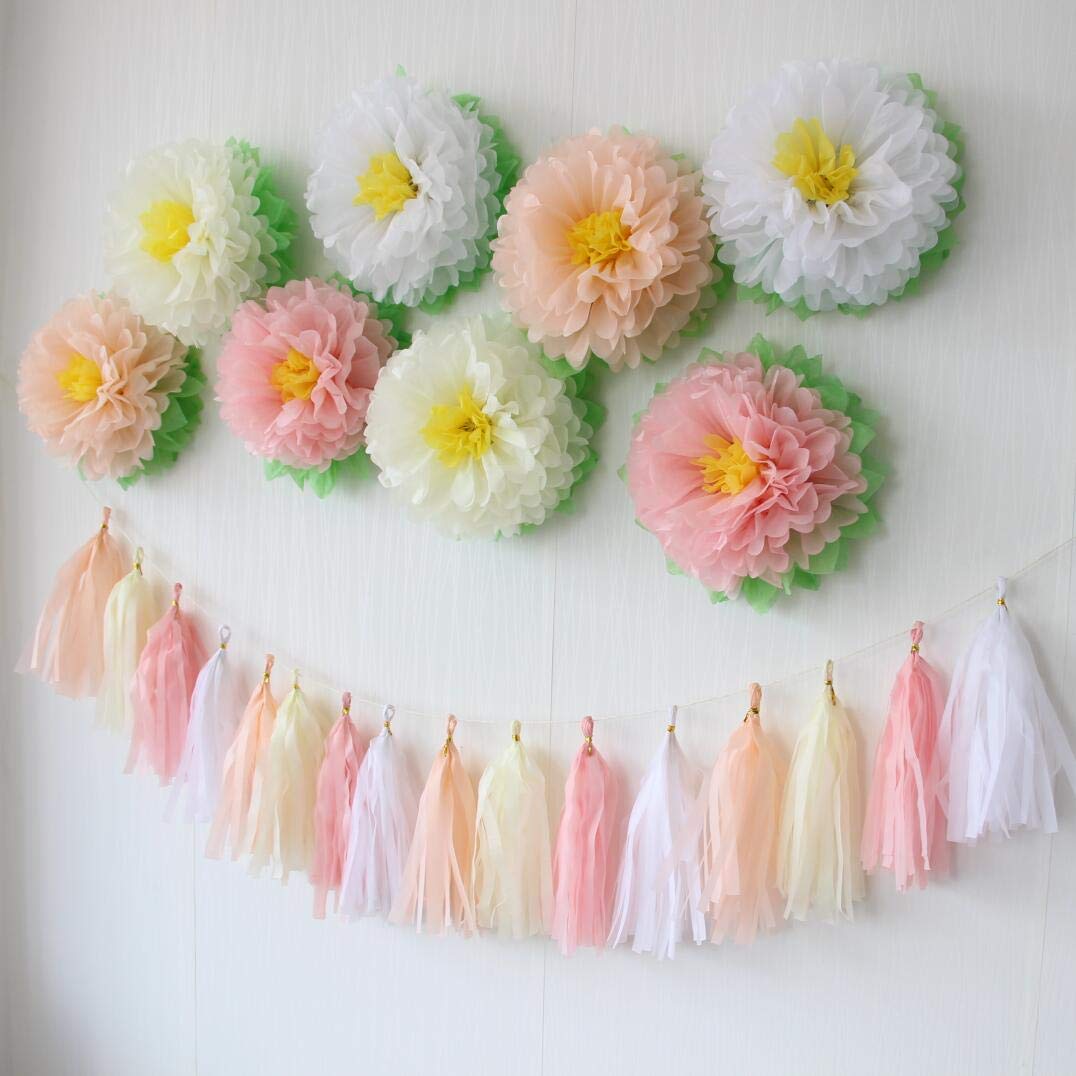 Mybbshower Large 11 Inch Paper Artifcial Flower For Wedding Floral Wall Outdoor Baby Shower Nursery Room Decoration Pack Of 8