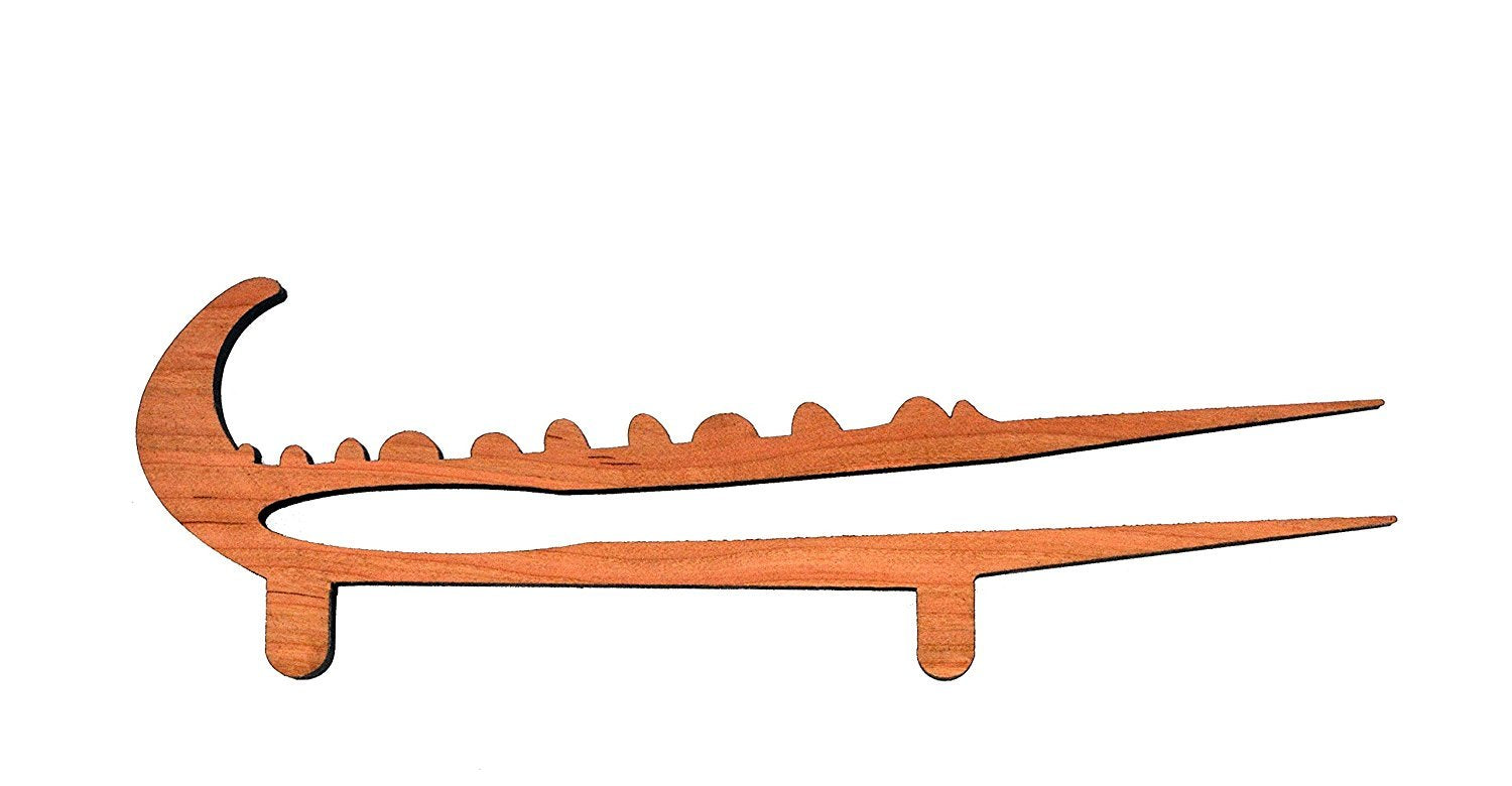 Crocodile Toaster Tongs And Oven Rack Pull, Solid Cherry Wood