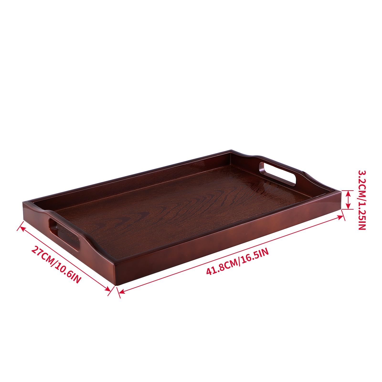 Mdluu Plastic Serving Tray, Ottoman Tray With Cutout Handles, Rectangle Butler Tray For Breakfast In Bed, Coffee Table Decor, Pa