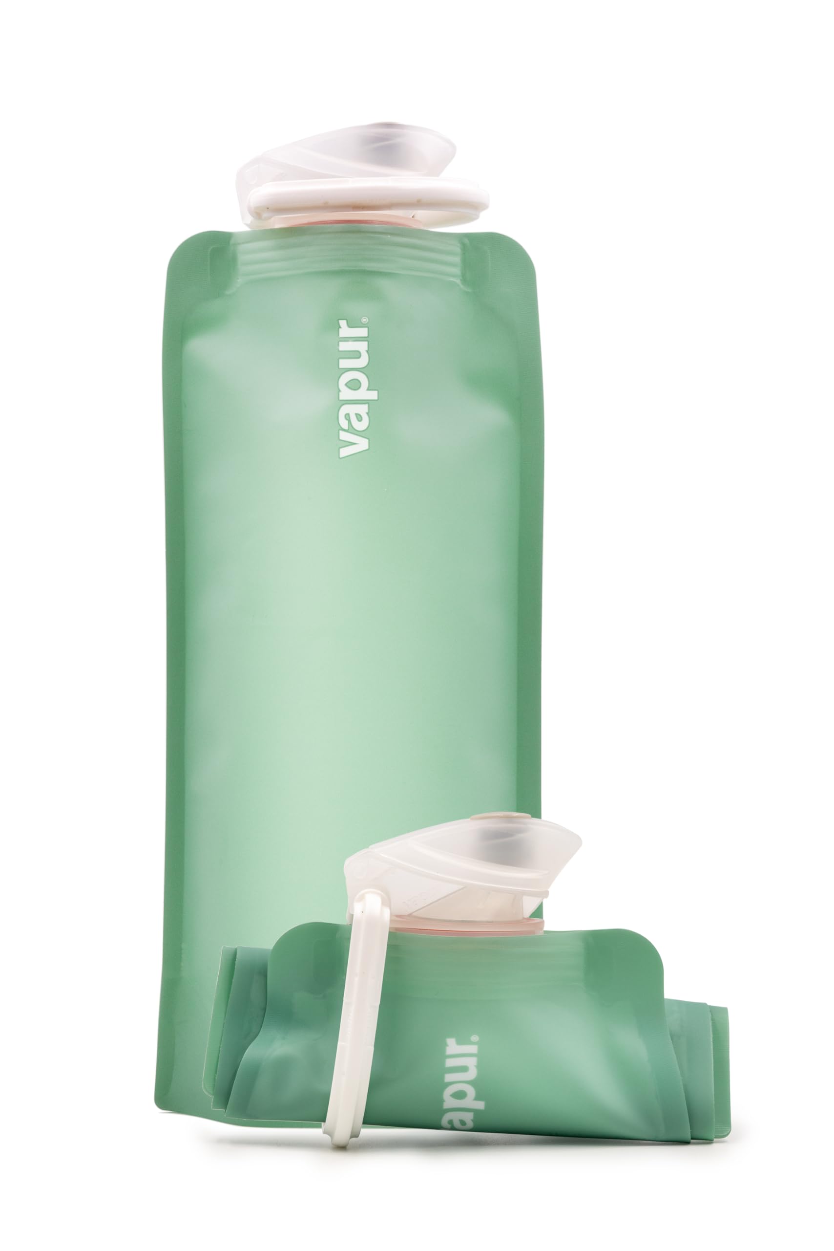 Vapur Flexible  Collapsible Wide Mouth Anti-Bottle with Detachable Carabiner  23 Ounce  Sea Glass Green  Pack of 1