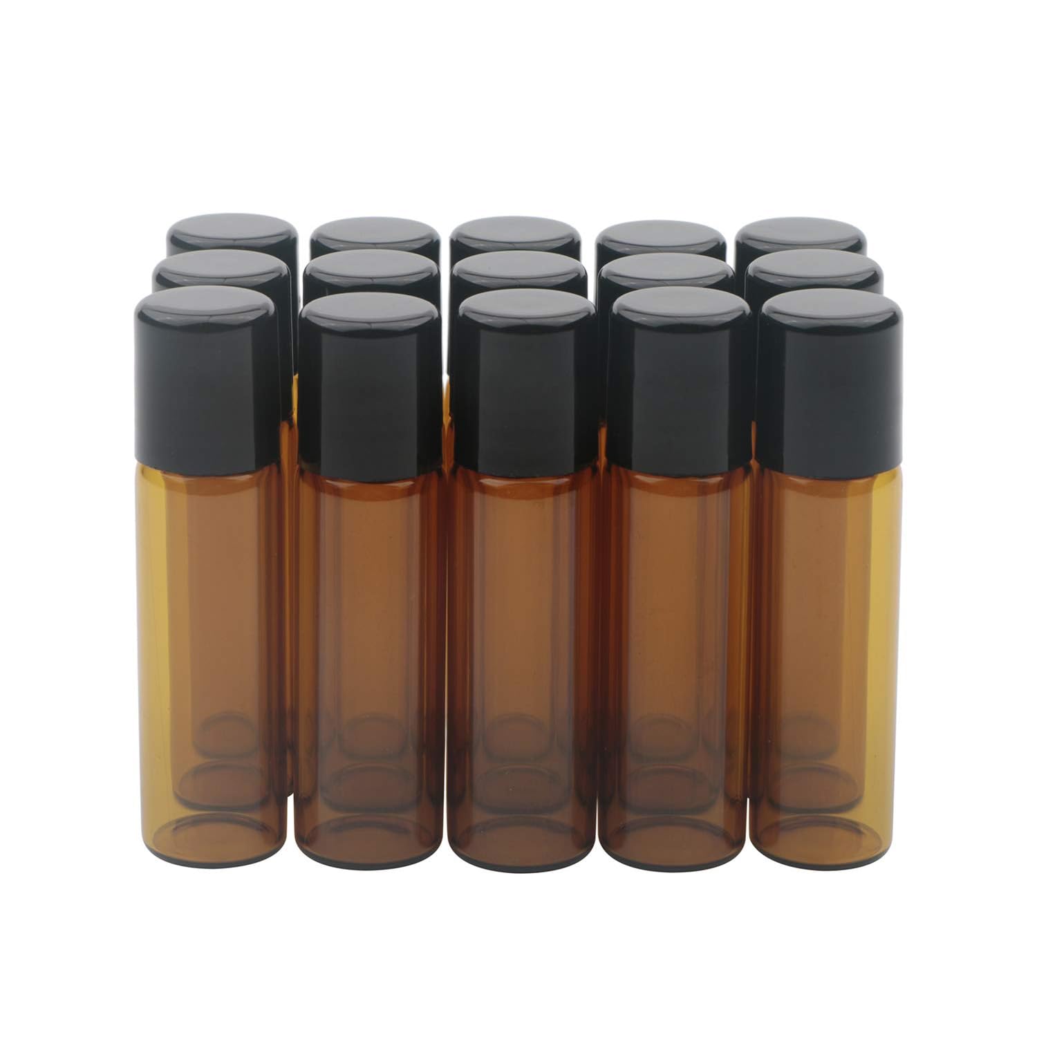 Kesell 15Pack 5ml Amber Glass Roller Bottles