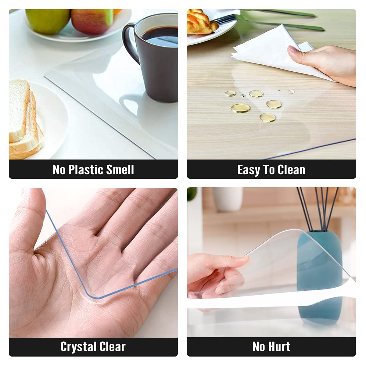 Royhom Clear Table Protector  2mm Thick 34 x 60 Inch  Plastic Table Cover  Table Protector for Dining Room Table  Clear Table Cover Tablecloth Protector  Plastic Table Cloth for Kitchen Wooden Table