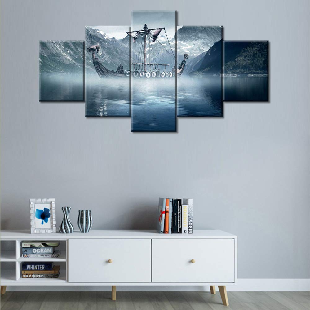 Tumovo Landscape Wall Art For Living Room Black Sailboat Painting Viki ...