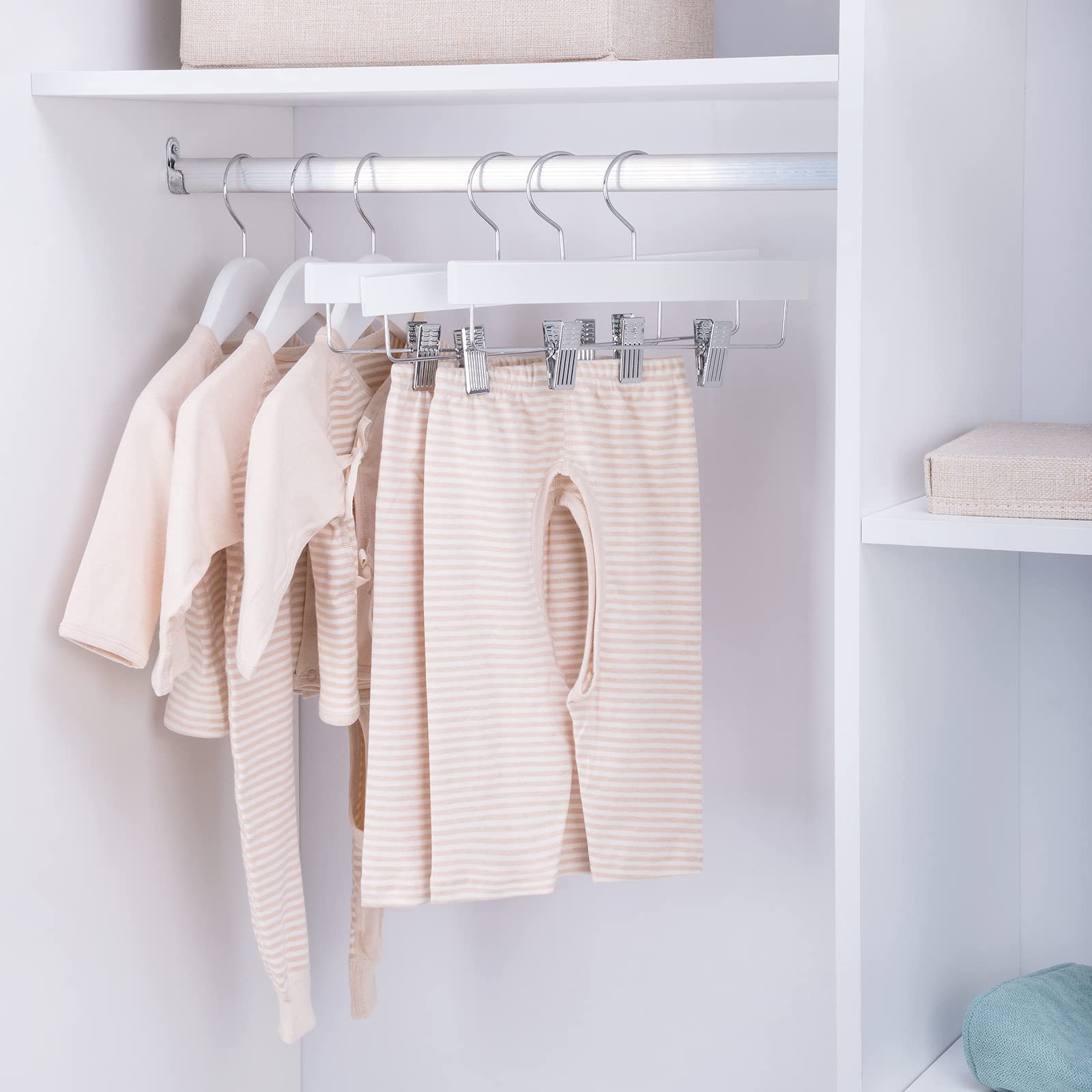 Nature Smile Kids Solid Wooden Pants Hangers,Baby Toddler Children Wood Skirts Hangers,Trousers Bottom 11.8 Inches Hangers With