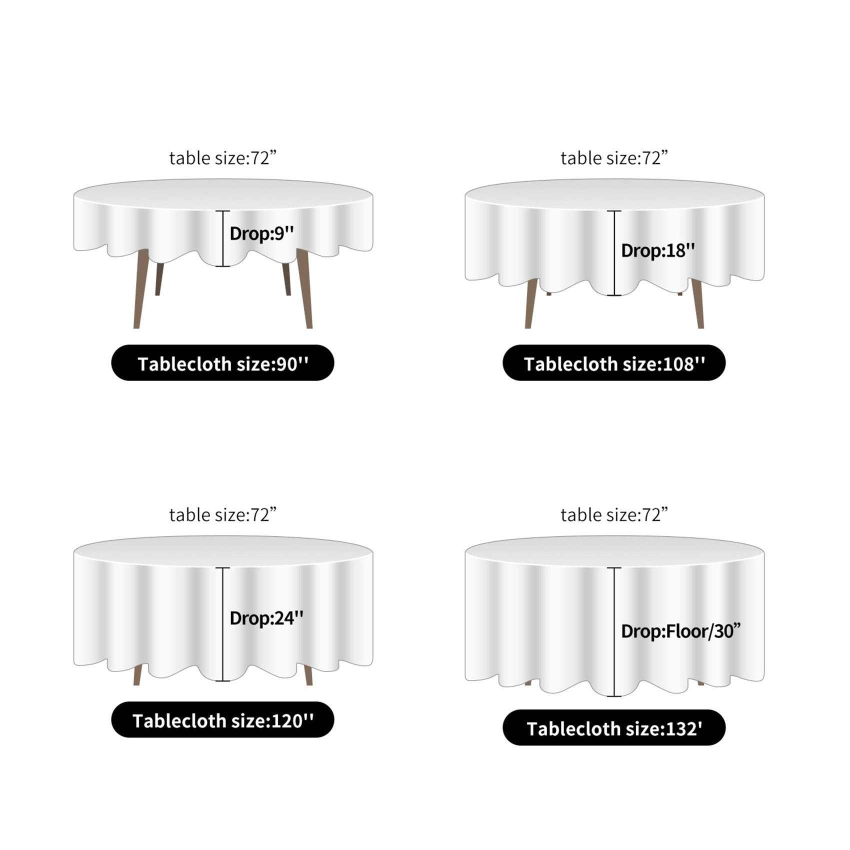 Ascoza 2Pack 132 Inch Hunter Round Tablecloth In Washable Polyester Fabric For Wedding/Banquet/Restaurant/Parties