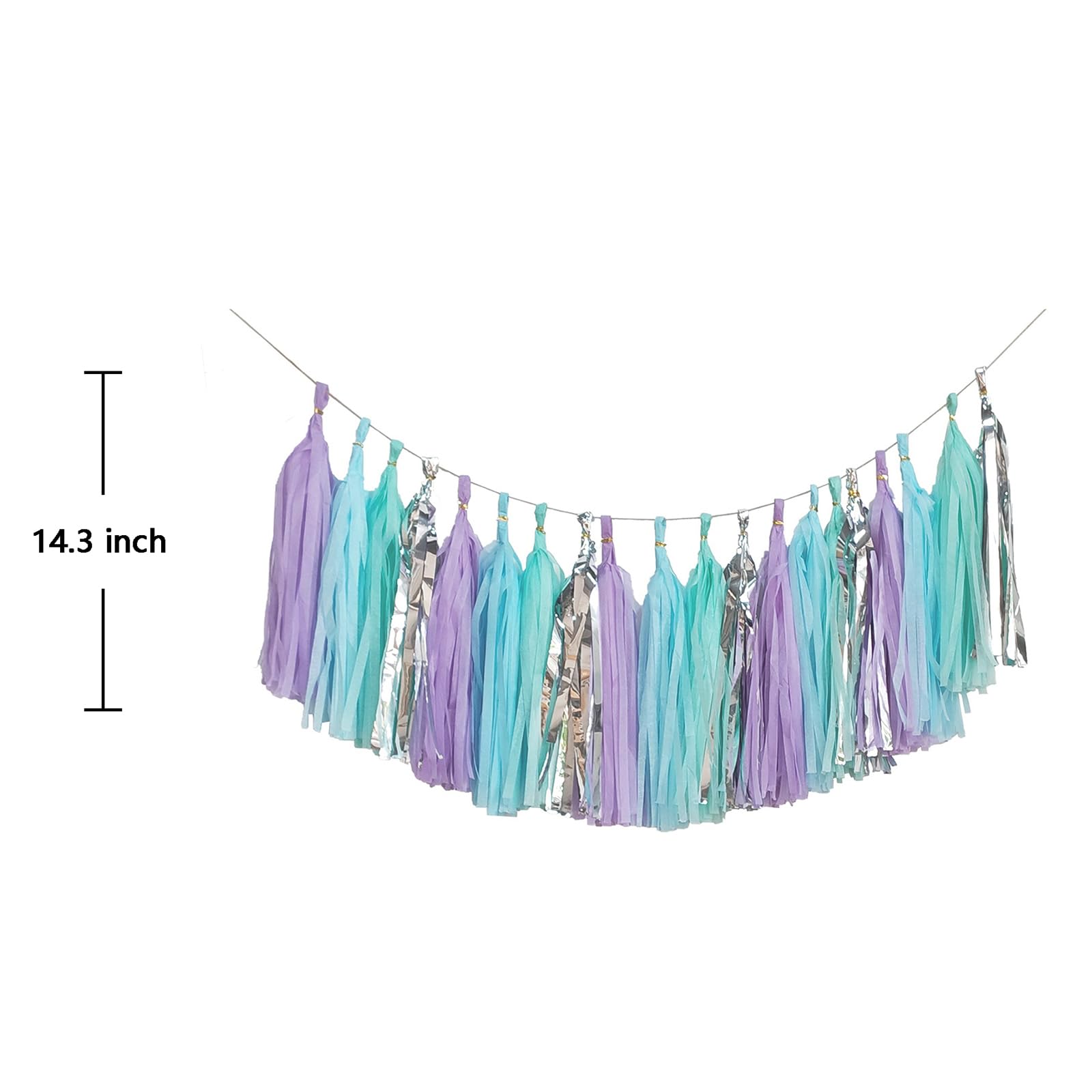 ZOOYOO Shiny Tassel Garland Tissue Paper Tassel Banner,Table Decor,DIY Kits for Party, Tassels Party Decoration,Pack of 20(Laven