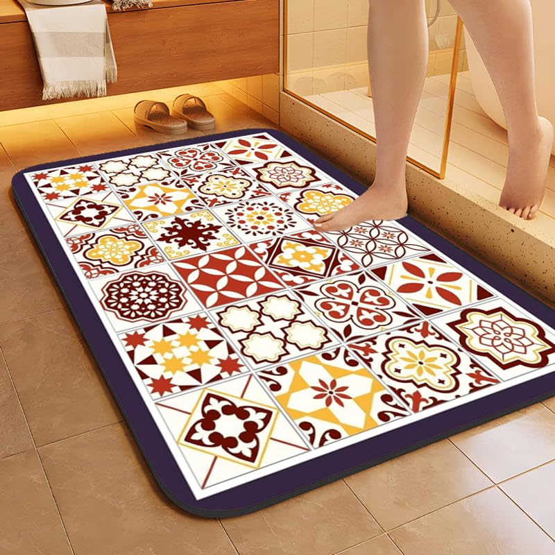 Skvm Water Absorbent Mat For Bathroom Kitchen Floor Door Entrance Anti Slip Floor Foot Anti Skid Bathroom Shower Mat (Design 21)