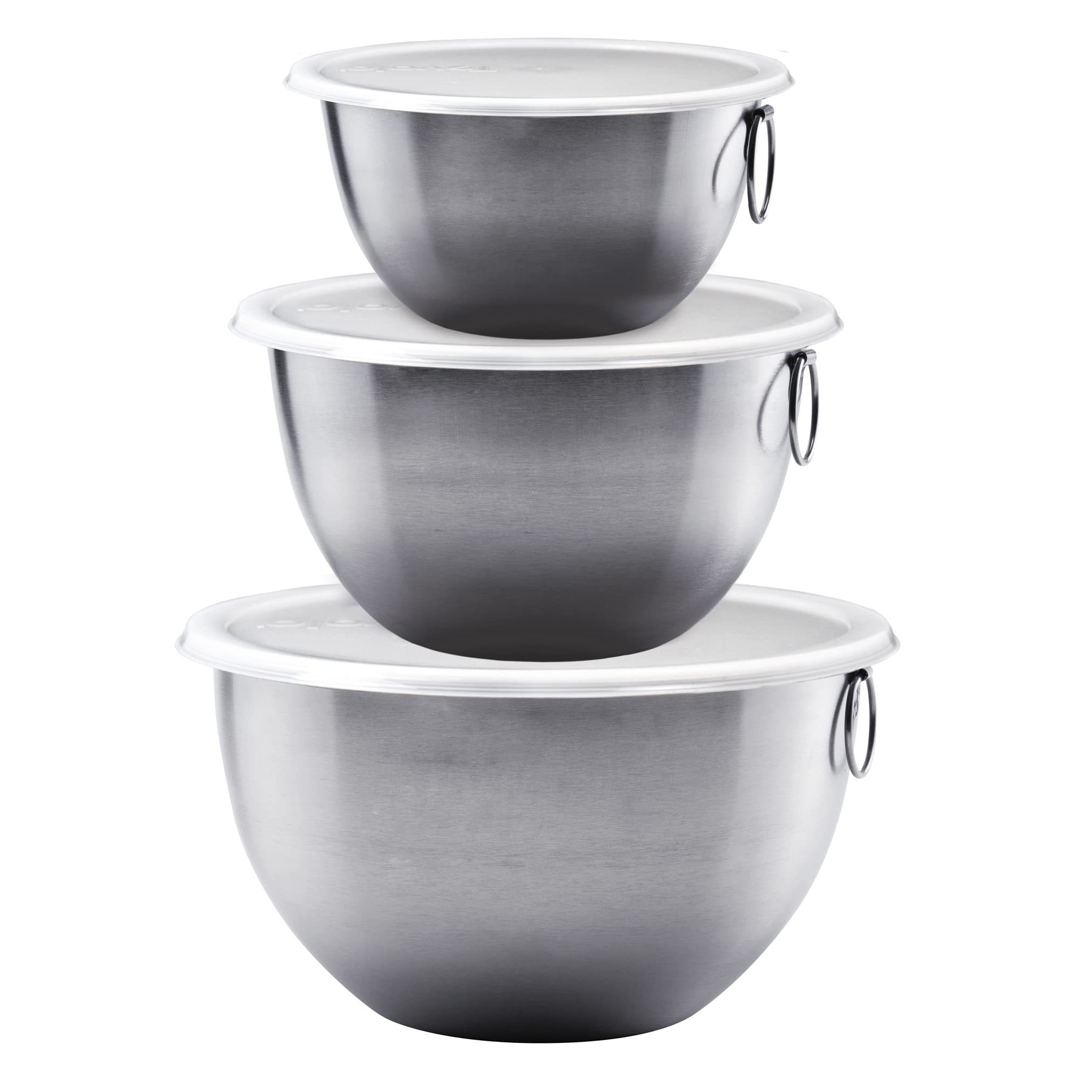 Tovolo Stainless Steel, Set Of 3 Mixing Tight-Seal Dishwasher-Safe Metal Bowls With Bpa-Free Lids For Food Storage, Stainless St