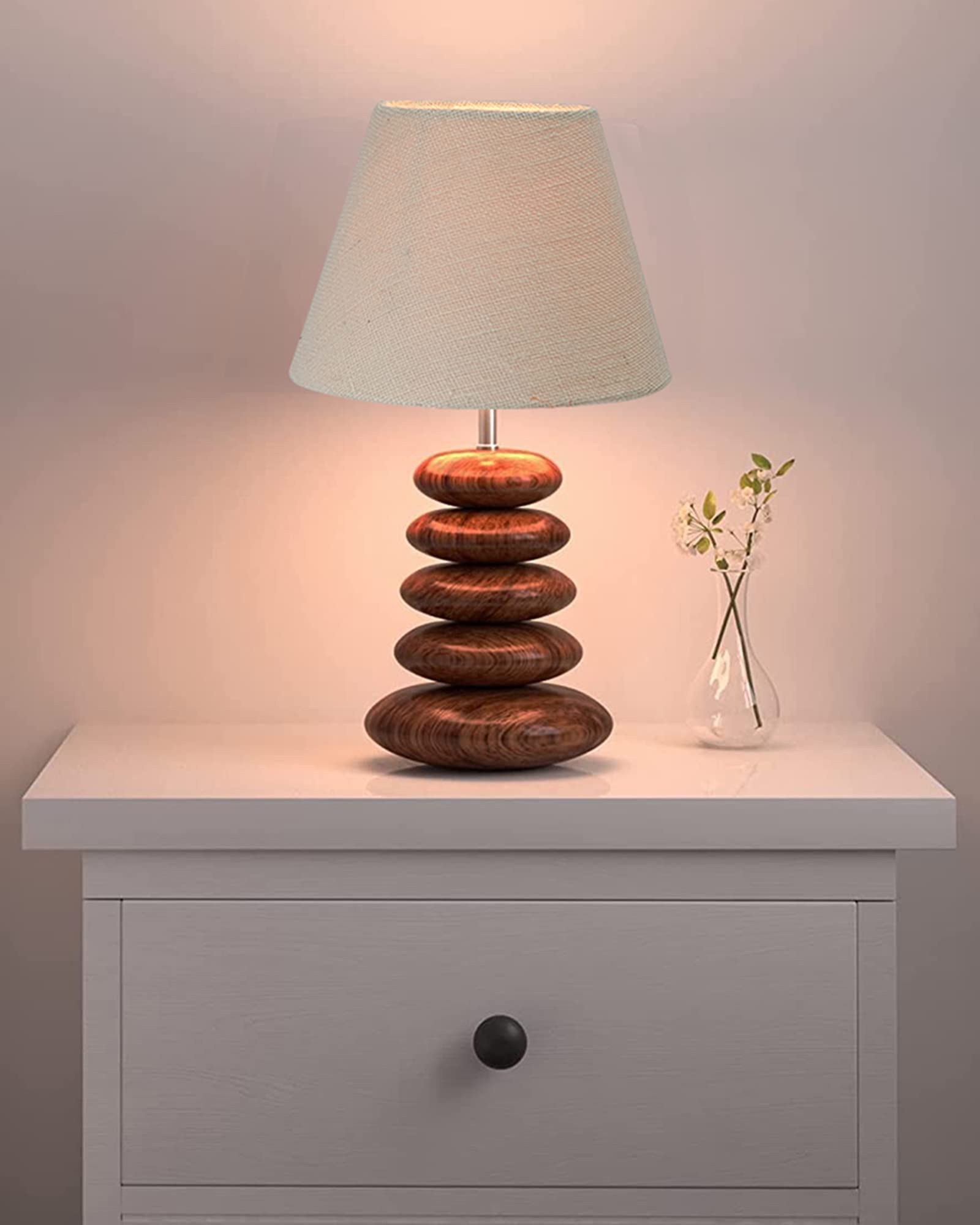 Homesake Wood Table Lamp French Country Rustic For Living Room, Bedside Desk Nightstand Incandescent |Bulb Included |Lamp For Be