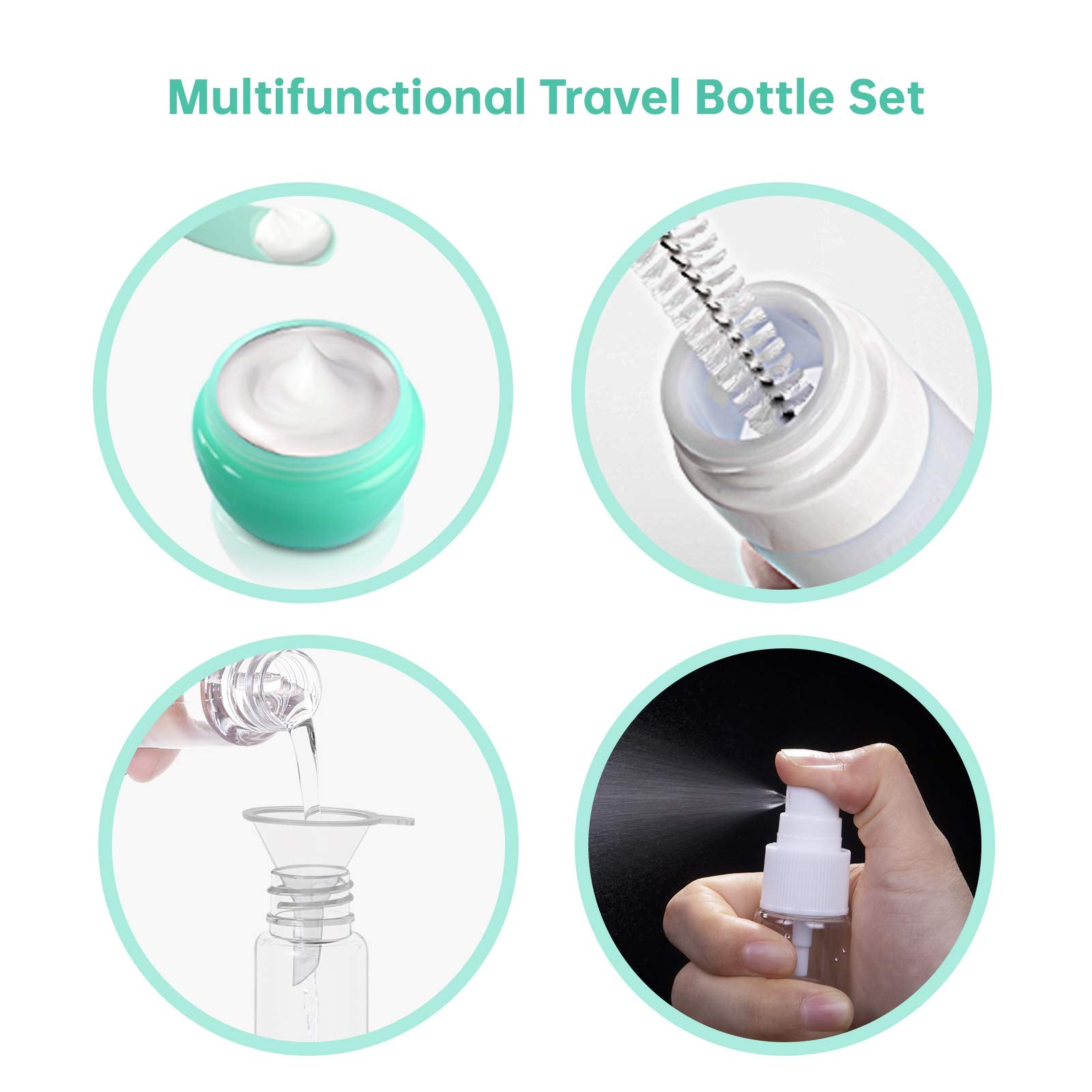 Benbilry 16 Pack Travel Bottles Set For Toiletries, Tsa Approved Travel Size Containers Leak Proof Travel Accessories, Silicone