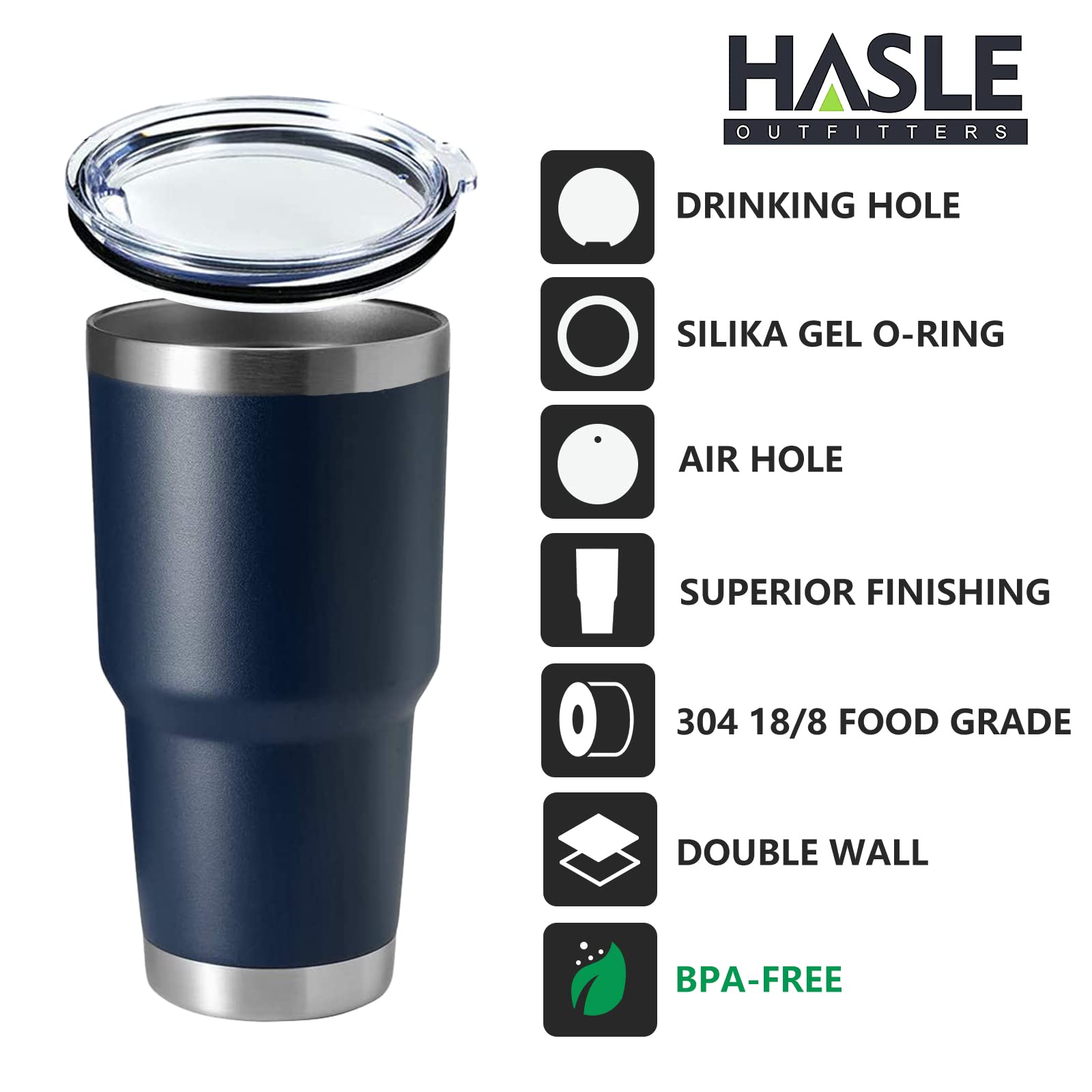 Hasle Outfitters 30Oz Stainless Steel Tumbler, Double Wall Vacuum Insulated Travel Mug Tumbler, Durable Insulated Coffee Mug, Gi