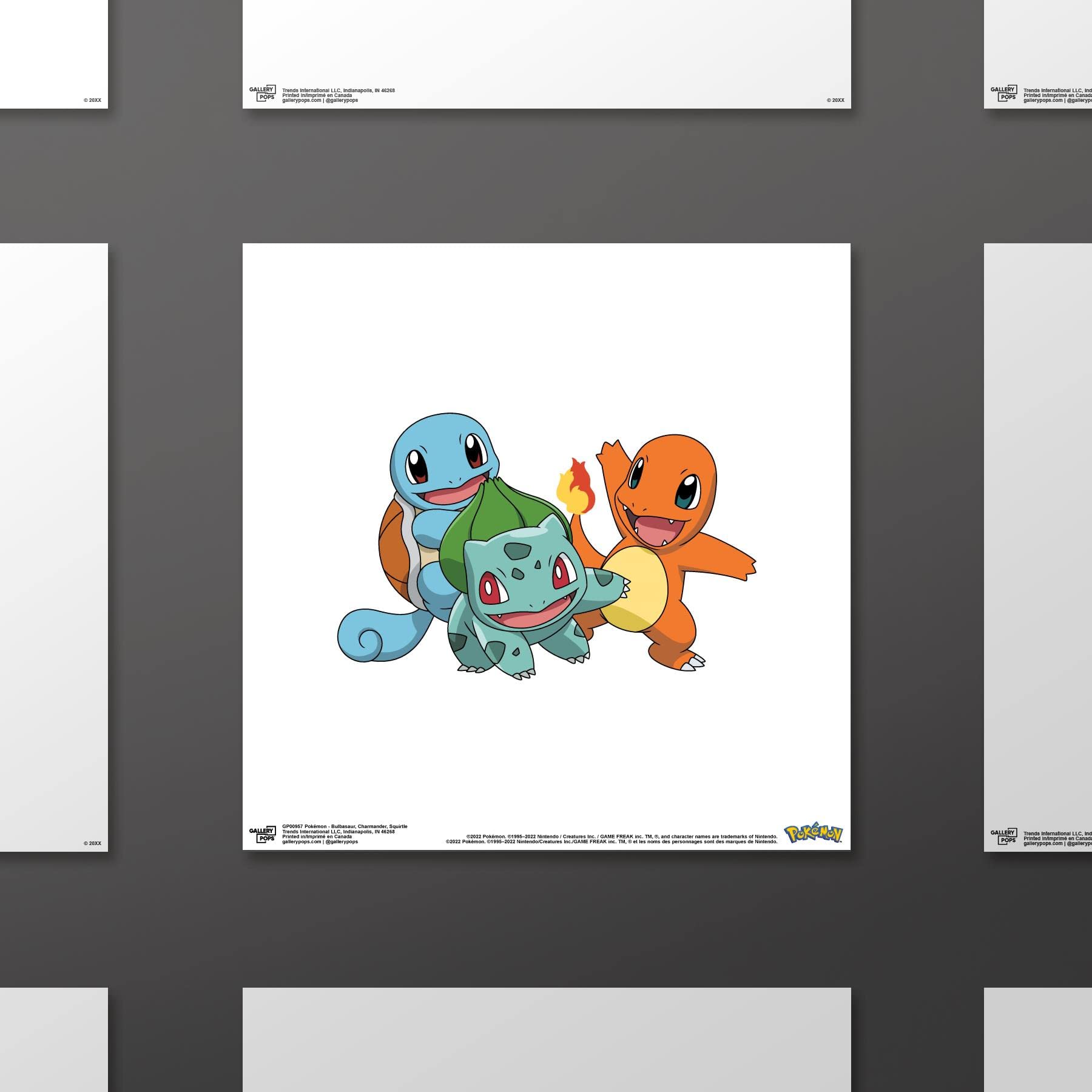 Trends International Gallery Pops Pokemon - Bulbasaur, Charmander, Squirtle Wall Art, Unframed Version, 12'' X 12''