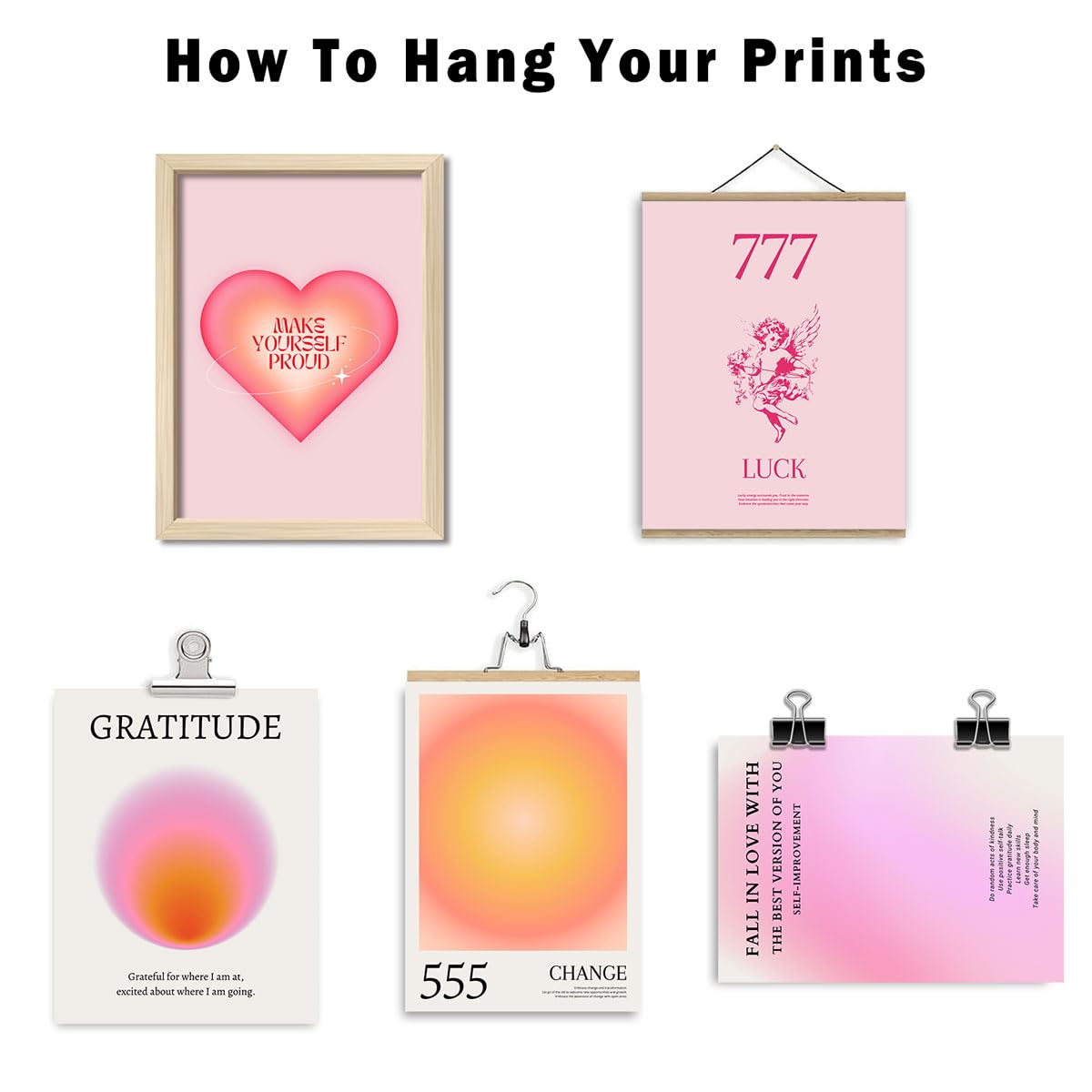 Anerza 16 Pcs Aura Angel Numbers Room Decor, Wall Art Prints For Bedroom, Posters For Room Aesthetic, Wall Collage Kit Pictures