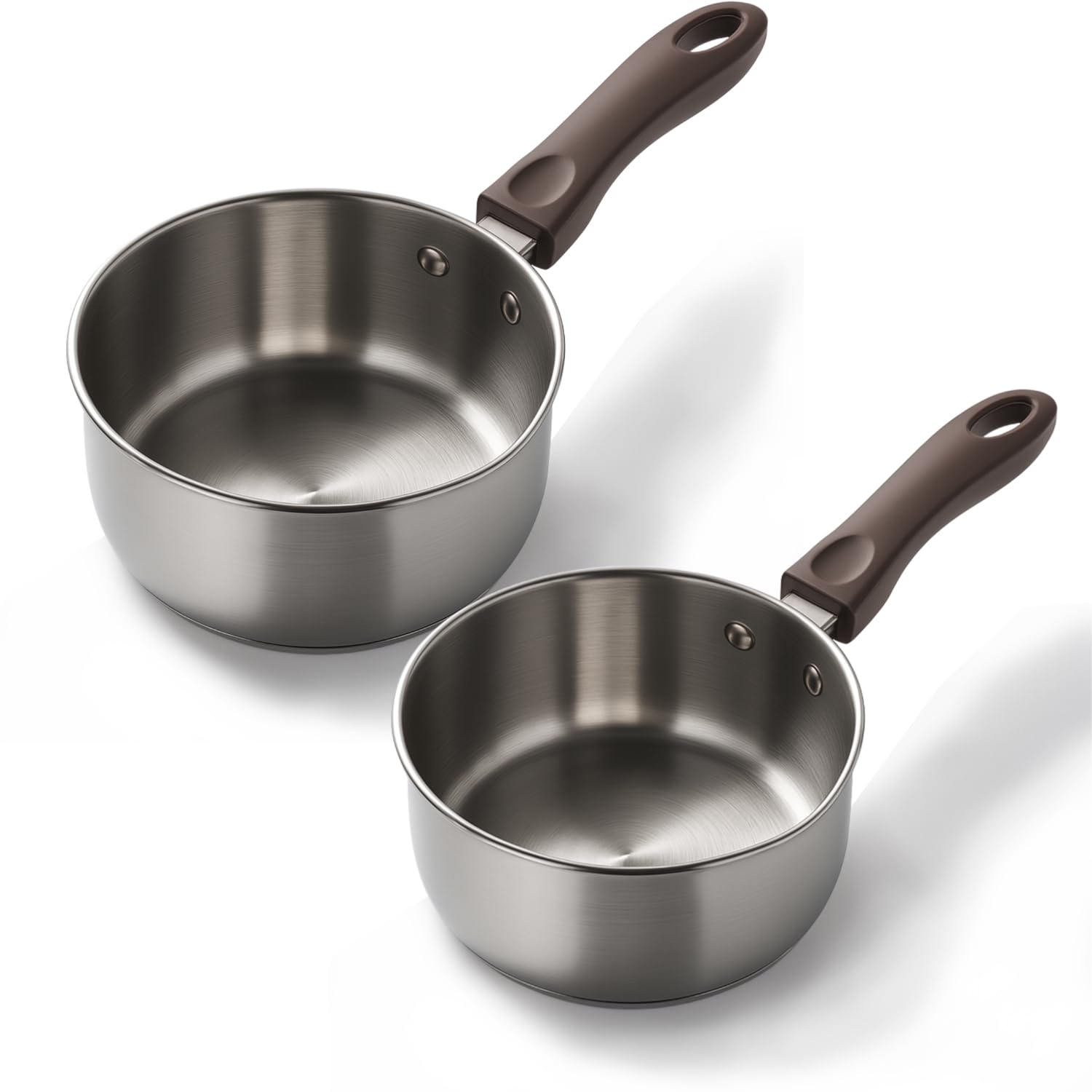 Vinod Stainless Steel Saucepan Set Of 2 (1L & 1.8L) | Sas Bottom | 2.5Mm Thick Base | Induction & Gas Compatible | Riveted Sturd