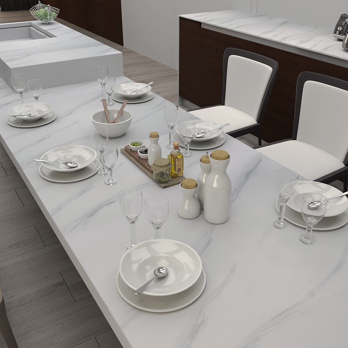 Creamy White Granite Wallpaper Peel Stick Shiny Thick Marble Contact Paper For Countertop 16X354Inch Waterproof Oil Proof Self A