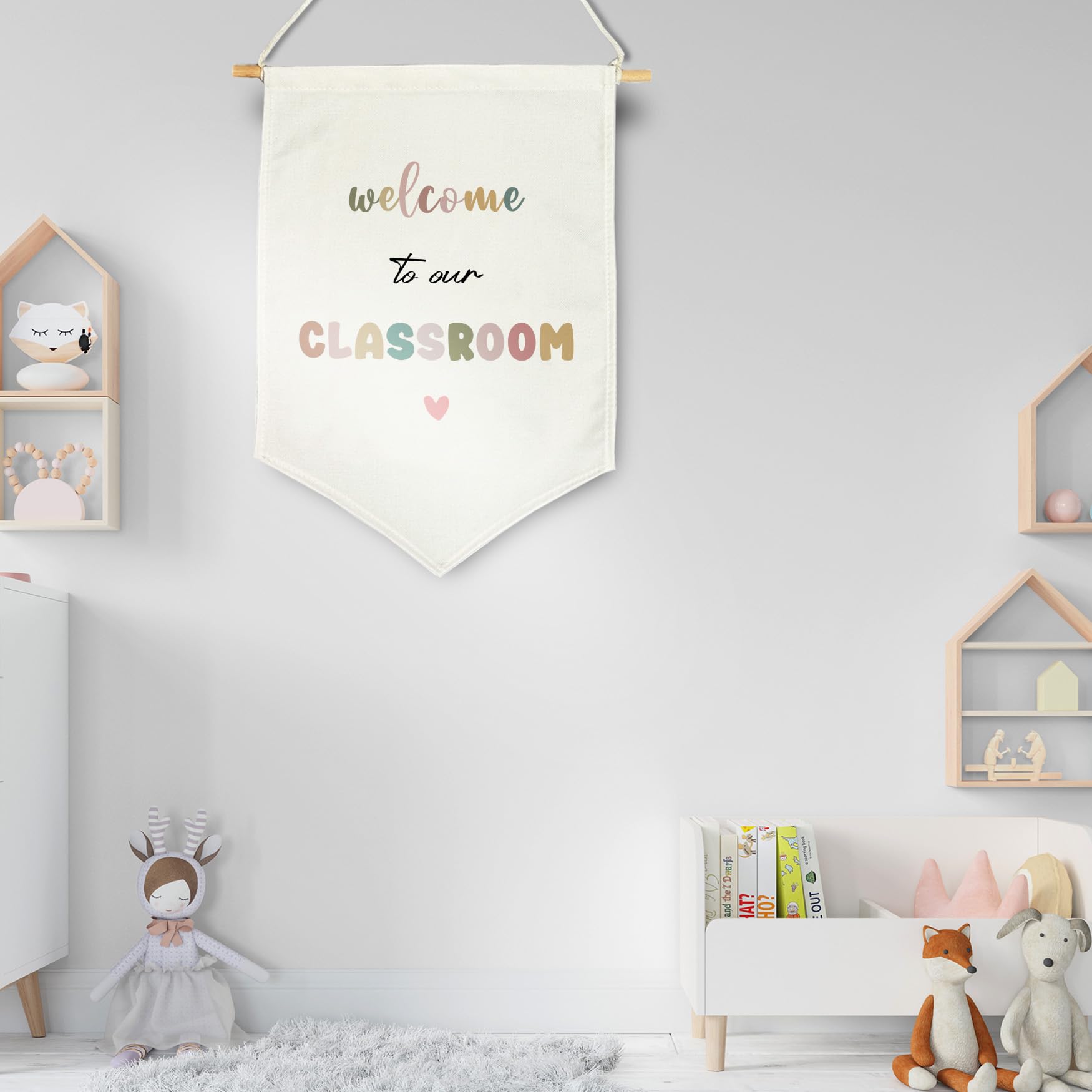 Boho Classroom Wall D  Cor, Welcome To Our Classroom Hanging Pennant Flag, Back To School Wall Banner, Teacher Gift, School Wall
