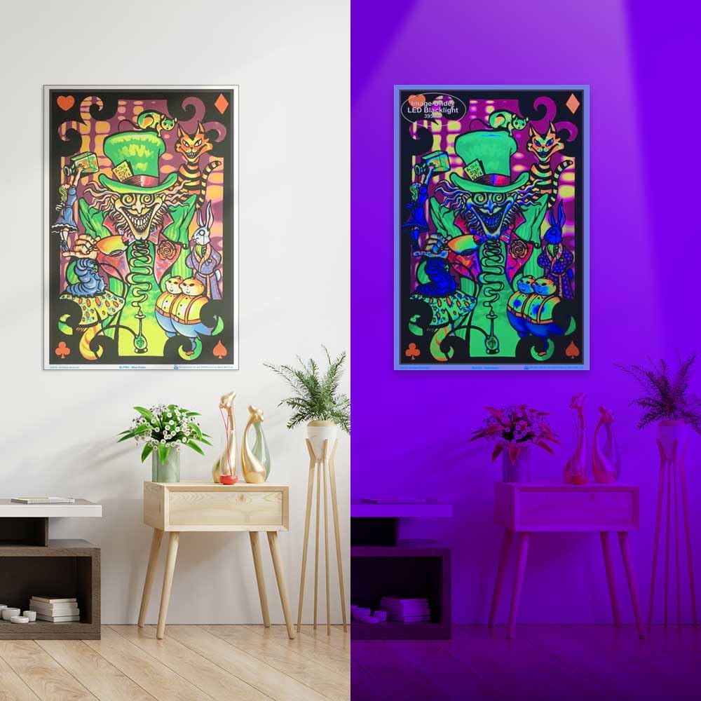 Mad Hatter Collage - Alice In Wonderland - Laminated Blacklight Poster - 23.5'' X 35.5''