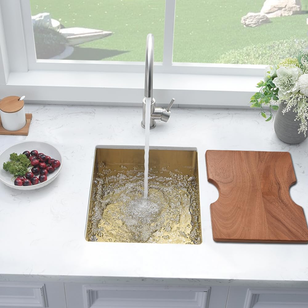 Gold Bar Sink Undermount, Boomhoze 15 X 17 Inches Bar Prep Sink Undermount Bar Sink Small Rv Sink Outdoor Wet Bar Sink 16 Gauge