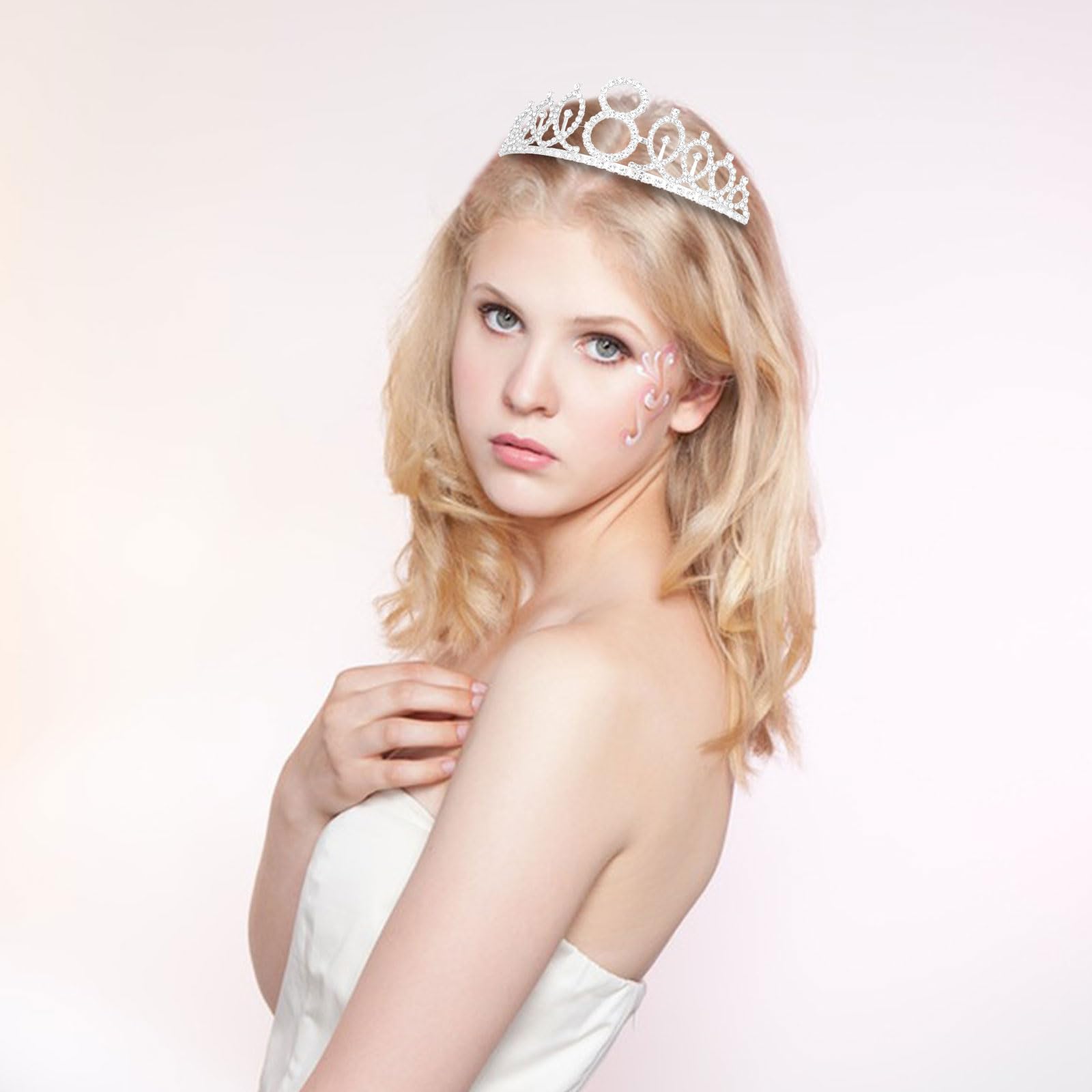 Cavetee Silver 8Th Birthday Sash And Crown For Girls 8Th Birthday Tiara And Sash Set Silver Happy Birthday Decorations For 8Th B