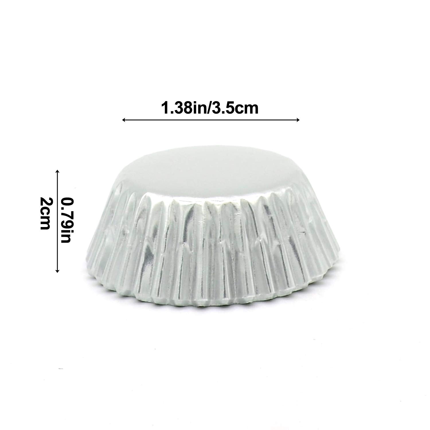 Mombake Mini Silver Foil Cupcake Liners Muffin Baking Cups For Party And More, 300-Count