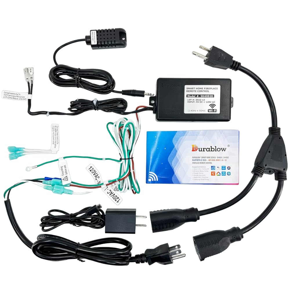 Durablow Sh4002D Dual Wifi (2.4G+5G) Thermostat For Gas Fireplace Valve + Blower Remote Control, Smart Home, Work With Alexa, Go