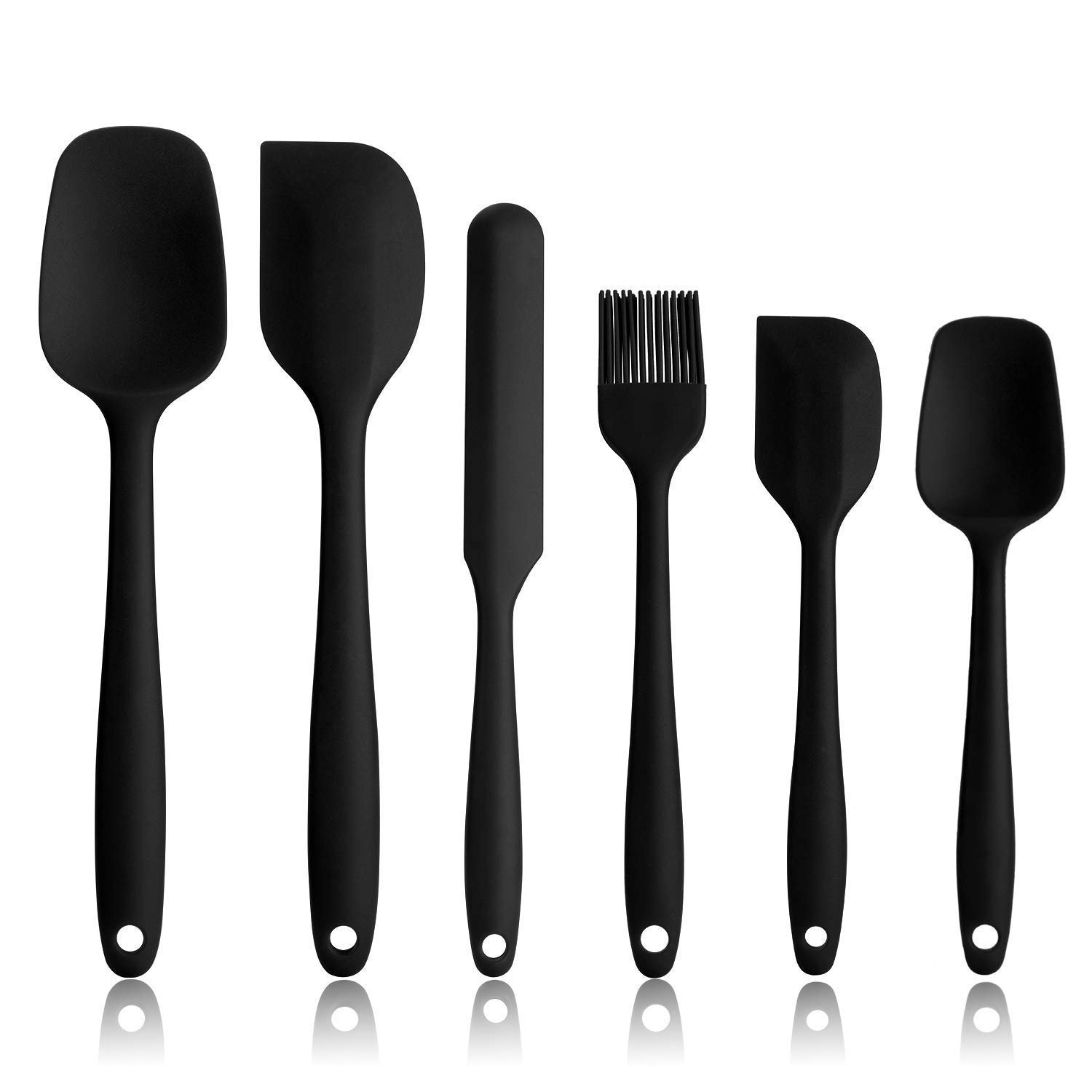 Honbuty Silicone Spatula Set  6 Piece NonStick Rubber Spatula Set With Stainless Steel Core  HeatResistant Spatula Kitchen U