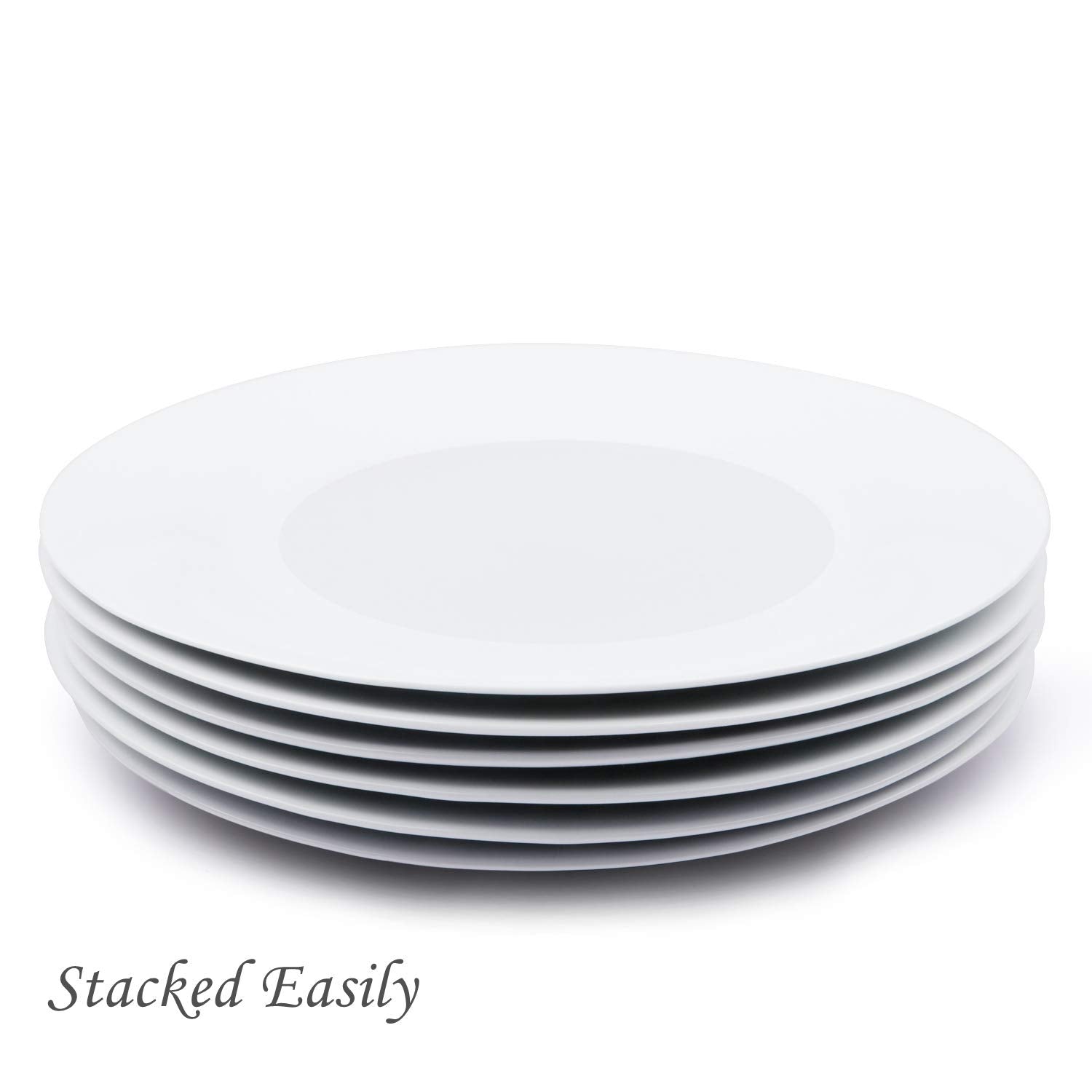 Easydancing 6Pcs Salad Dessert Plate 7.5Inch White Porcelain Dinner With Round Flat Design Good For The Gift