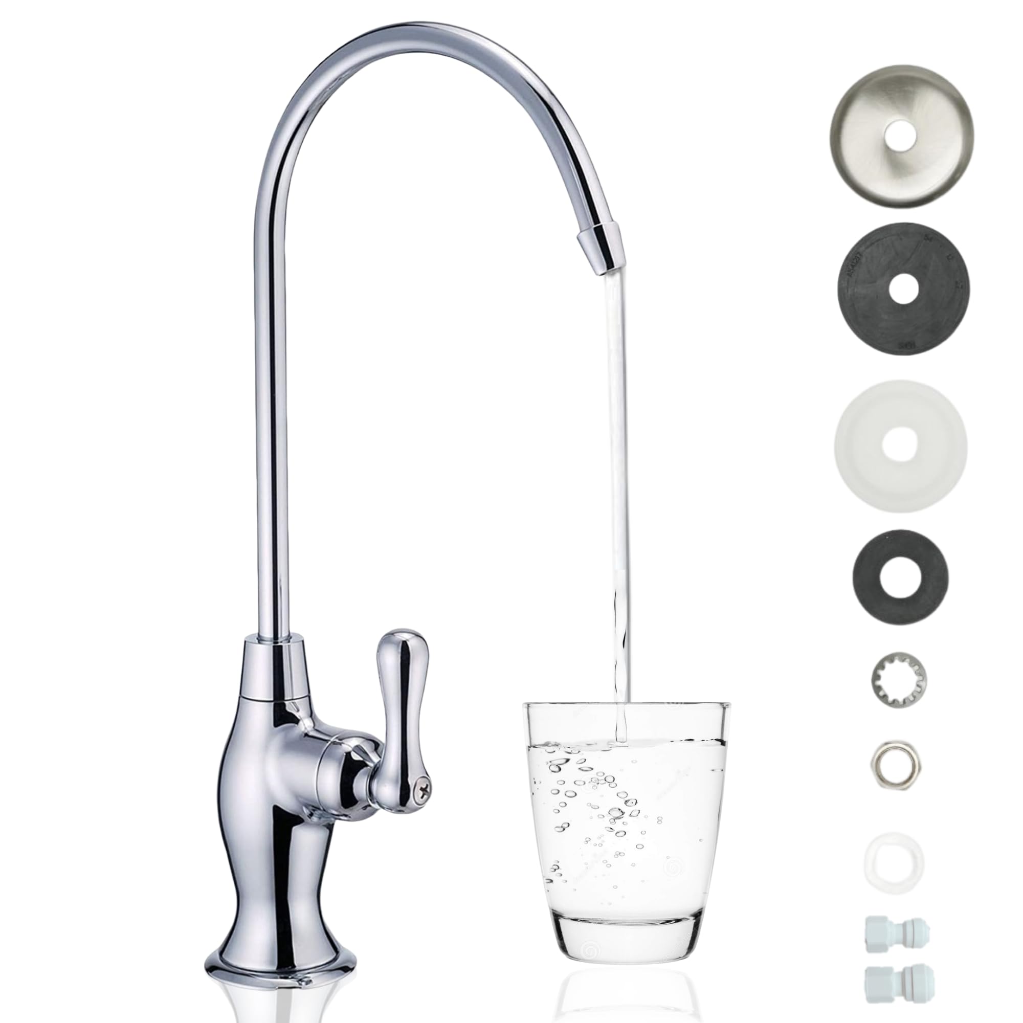 Puroflo Chrome Reverse Osmosis Faucet, NSF Certified Lead-Free Drinking Water Faucet for Under Sink Water Filtration System and 