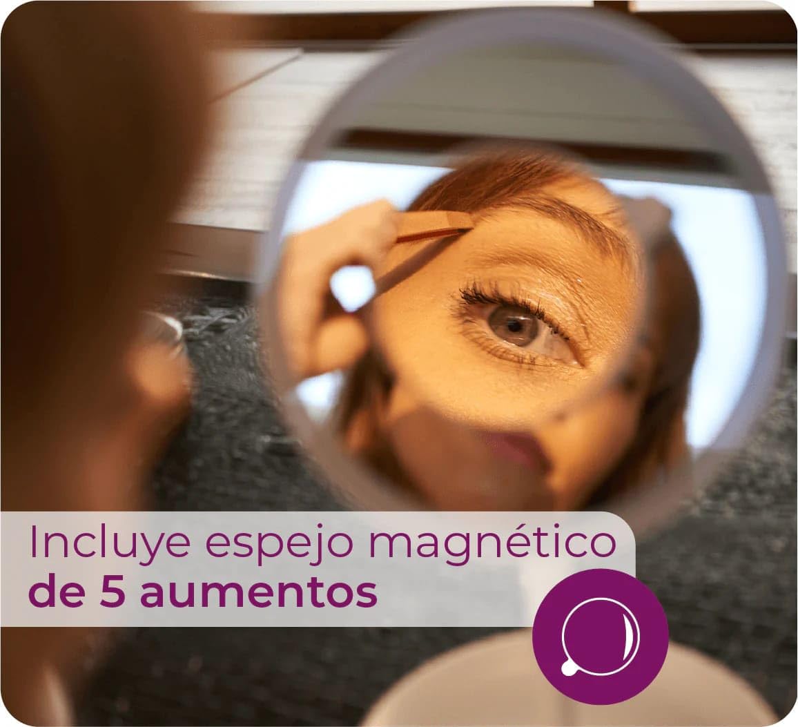 Beurer Illuminated 5X Vanity and Cosmetics Mirror, Touch Sensor Surface, Storage Tray, with Portable, Magnetic Magnifying Makeup