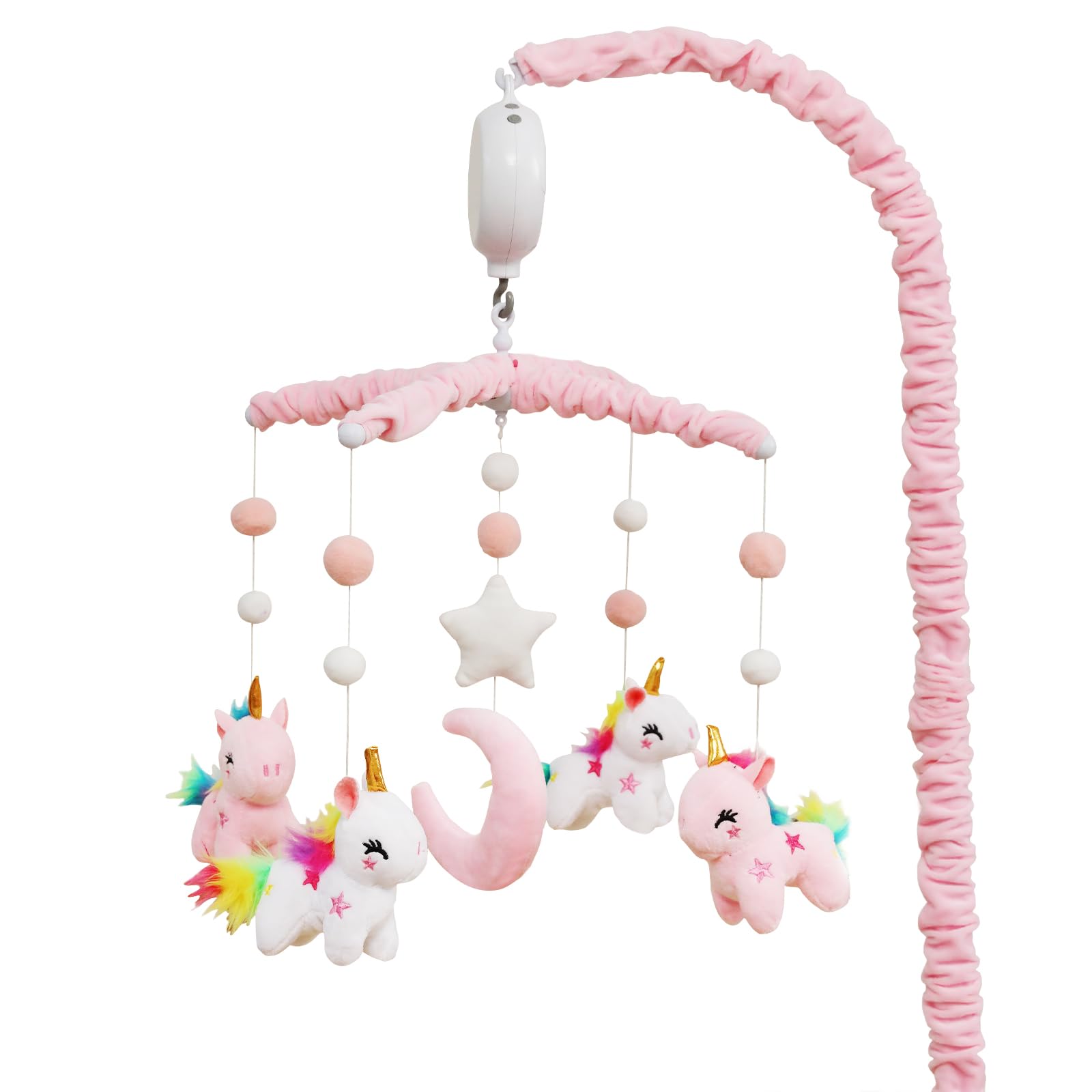 Baby Crib Mobile - Unicorn Crib Mobile for Girls with 25 Inches Mobile Arm and 35 Lullabies Musical Box, 3 Modes Digital, Volume
