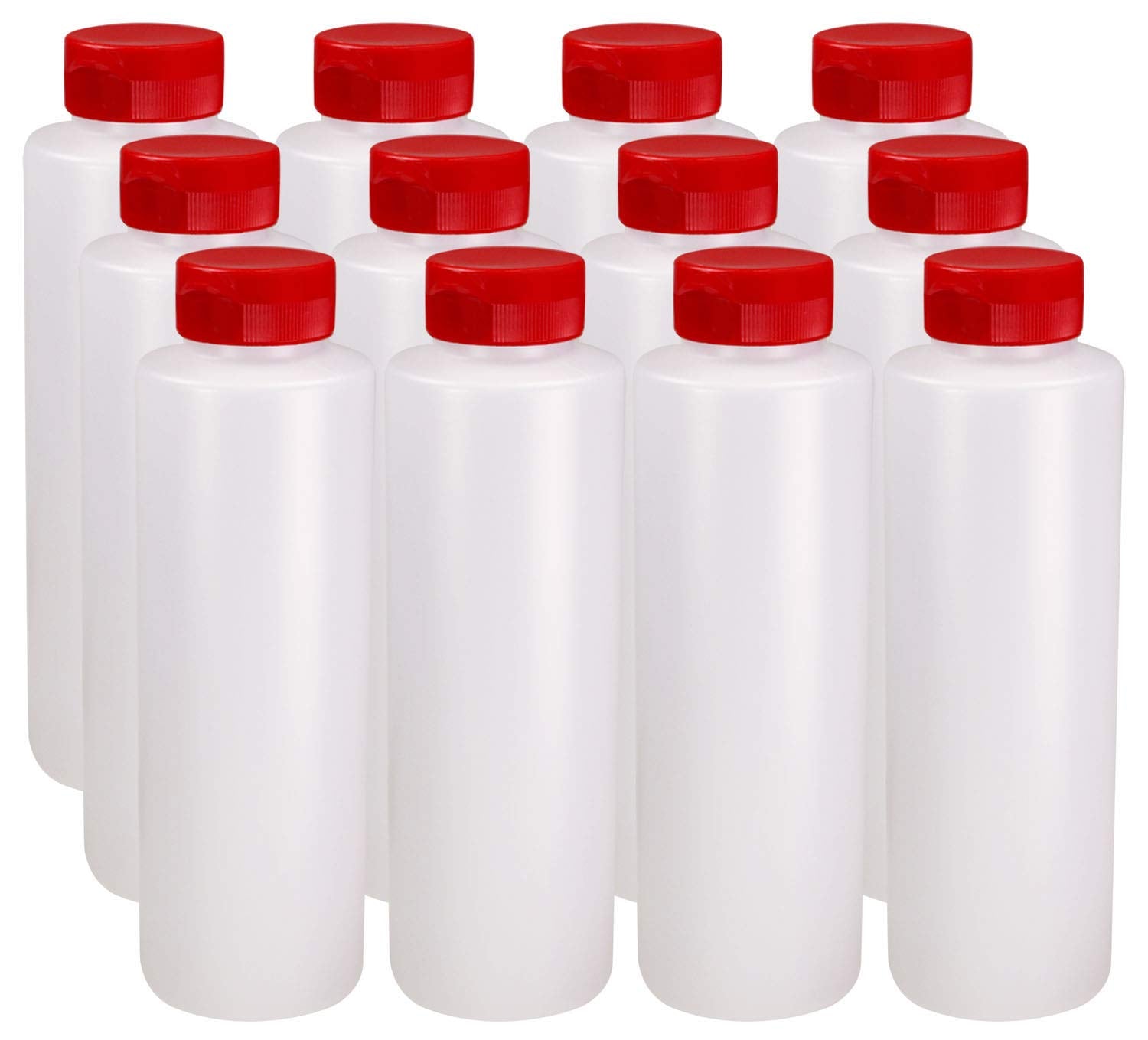 Pinnacle Mercantile Condiment Squeeze Bottles With Flip Top Hinged Red Cap 16 Oz Set Of 12 (Perfect For Condiments, Sauces, Dres