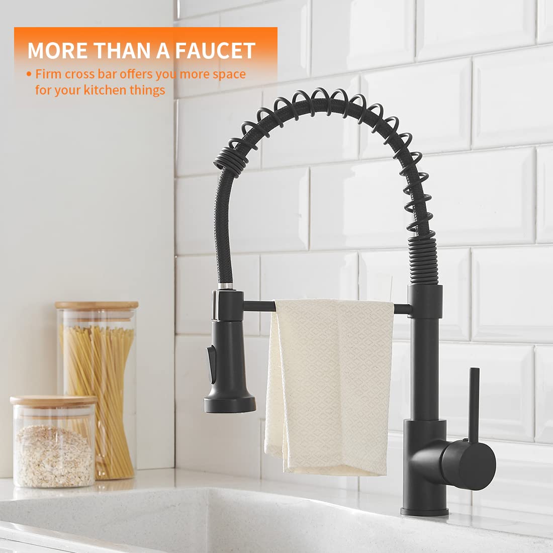 Owofan Black Kitchen Faucet With Pull Down Sprayer Stainless Steel Single Handle Pull Out Spring Sink Faucets 1 Hole Or 3 Hole D