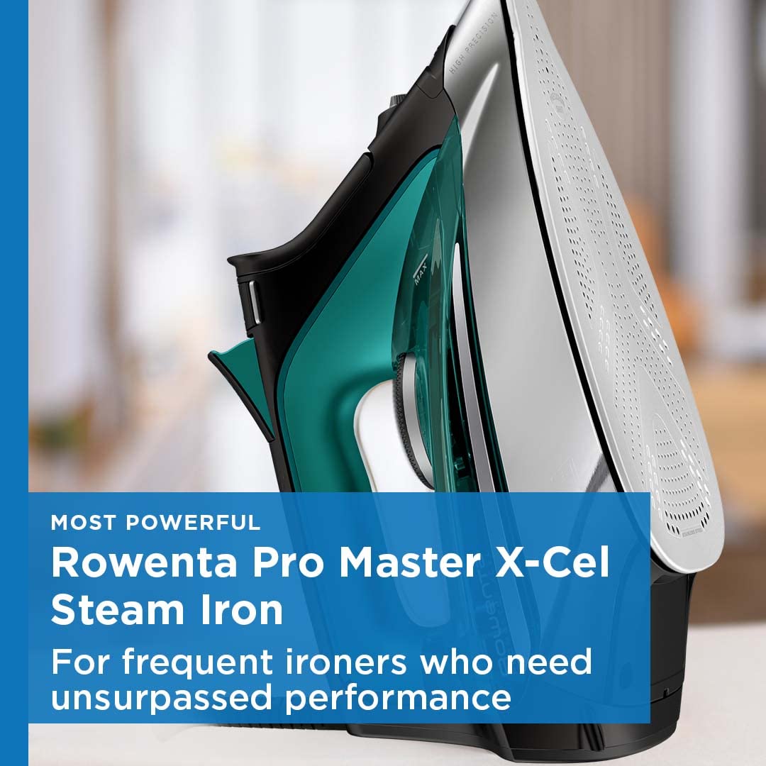 Rowenta, Iron, Pro Master Stainless Steel Soleplate Steam Iron For Clothes, 210 G/Min, 400 Microsteam Holes, 1775 Watts, Auto-Of