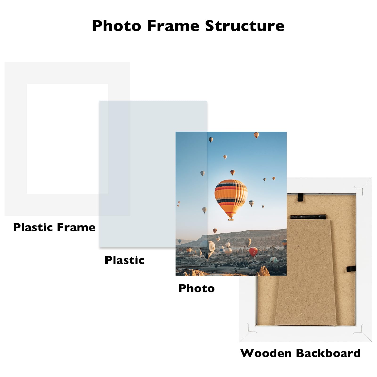 JCJMY 3x4 Picture Frame Black for Tabletop or Wall, 3 x 4 Wall Gallery Poster Photo Frame with Shatter Resistant Plexiglass, Whi