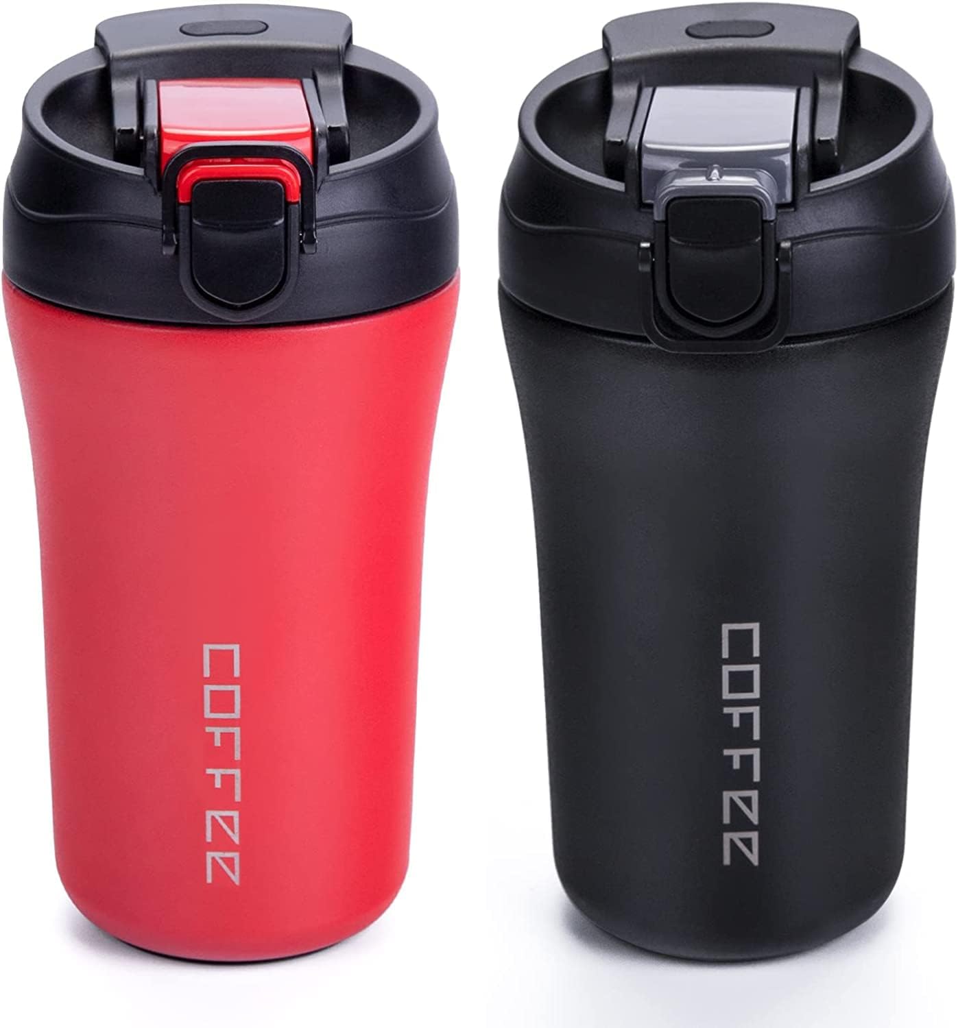 Tabletext Coffee Mug Spill Proof, 2 Pack Insulated Coffee Tumbler, 14 Oz/400 Ml Reusable Coffee Cups With Lids And Straws, Hot &