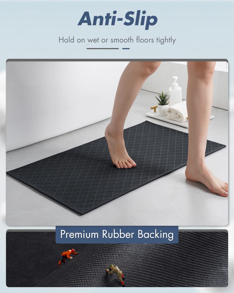 Amoami Ultra Thin Bathroom Rugs, Rubber Backed Bath Mats For Bathroom Non Slip, Absorbent Bathroom Mat For Floor, Shower, Sink(2