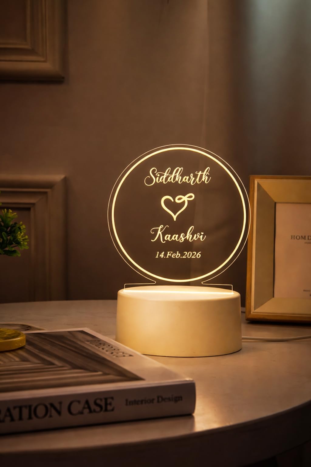 Aica Personalized Couple Name Led Table Lamp (Couple Name Infinity) (Heart Infinity Lamp)