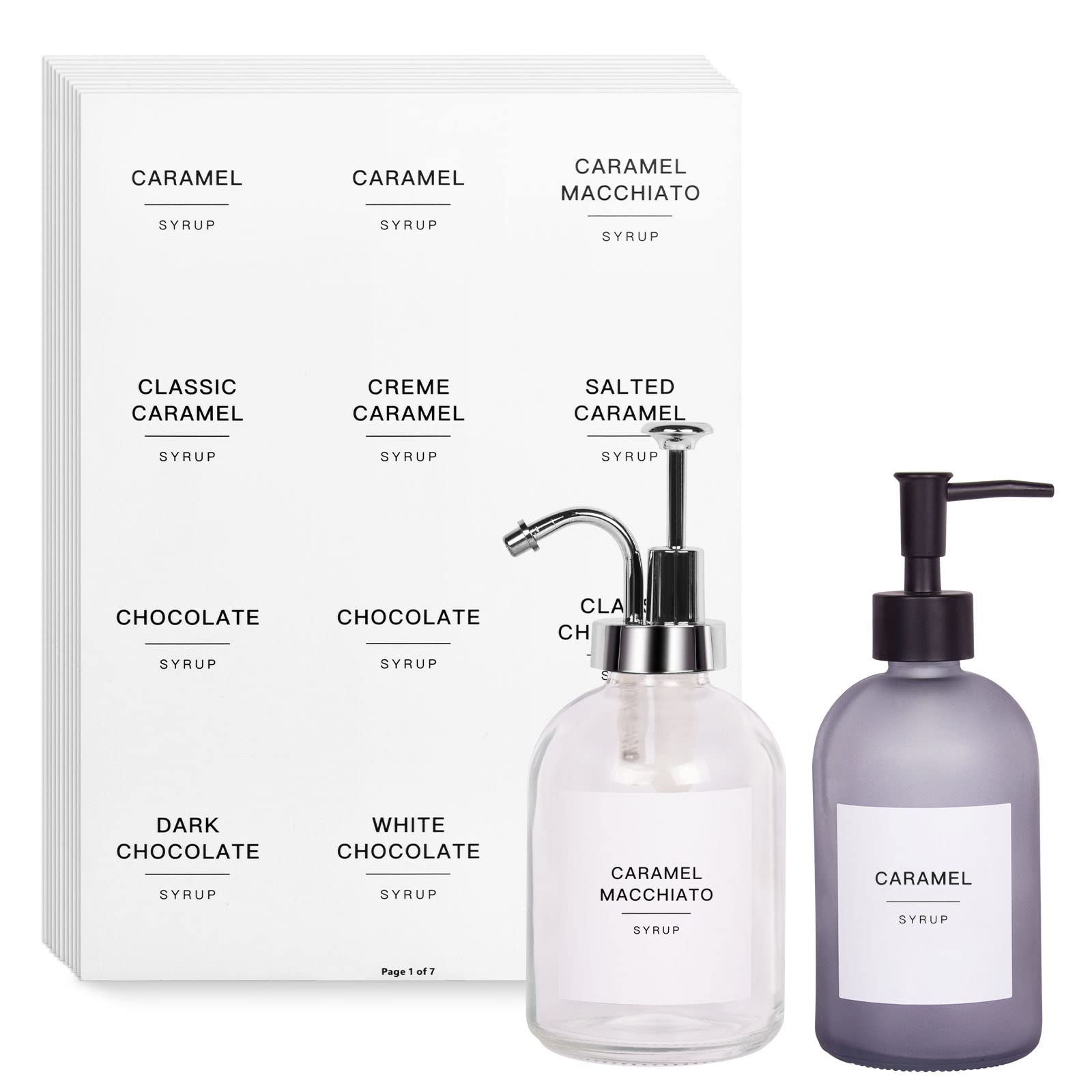 Gbuxska 84Pcs White Coffee Syrup Labels For Coffee Bar Accessories, Minimalist Fancy Decor For Coffee Station, Coffee Bar Labels