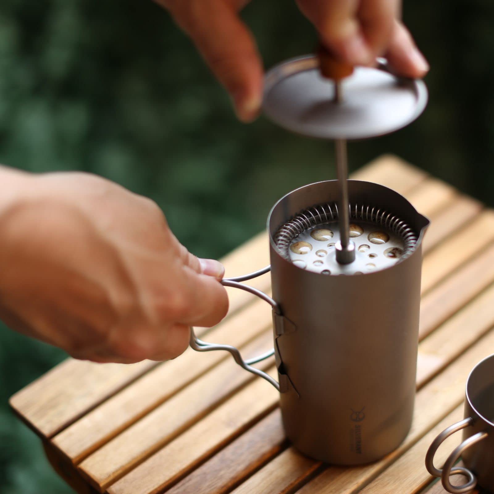 Silverant Titanium Coffee French Press Cup Camping Mug Travel Coffee Maker For Backpacking Hiking