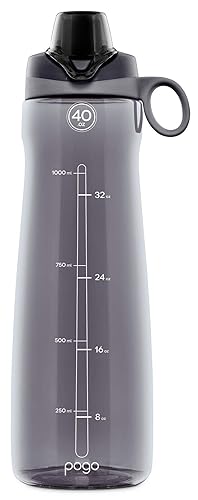 Pogo BPA-Free Tritan Plastic Water Bottle with Chug Lid  40 Oz  Grey