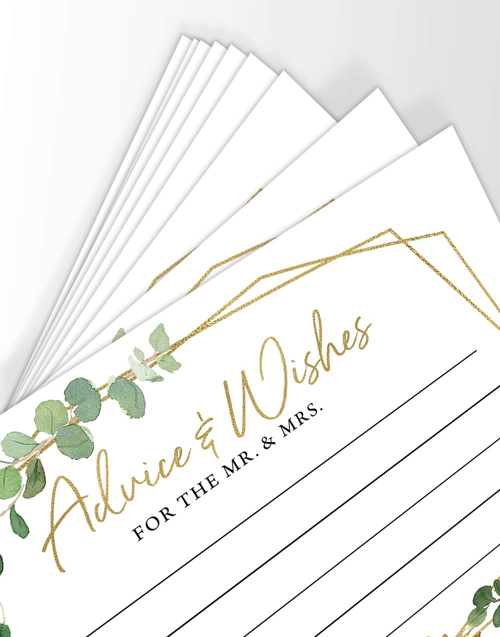 Printed Party Wedding Advice and Wishes  Greenery Bridal Shower  50 Cards
