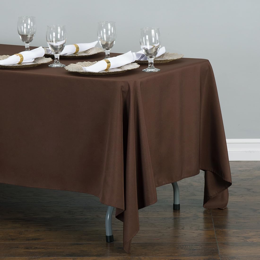 Ltc Linens 2 Pack Chocolate Rectangular Tablecloths 70 X 120 Inch For 6 Or 8 Ft Brown Rectangle Banquet Tables With Half-Drop -