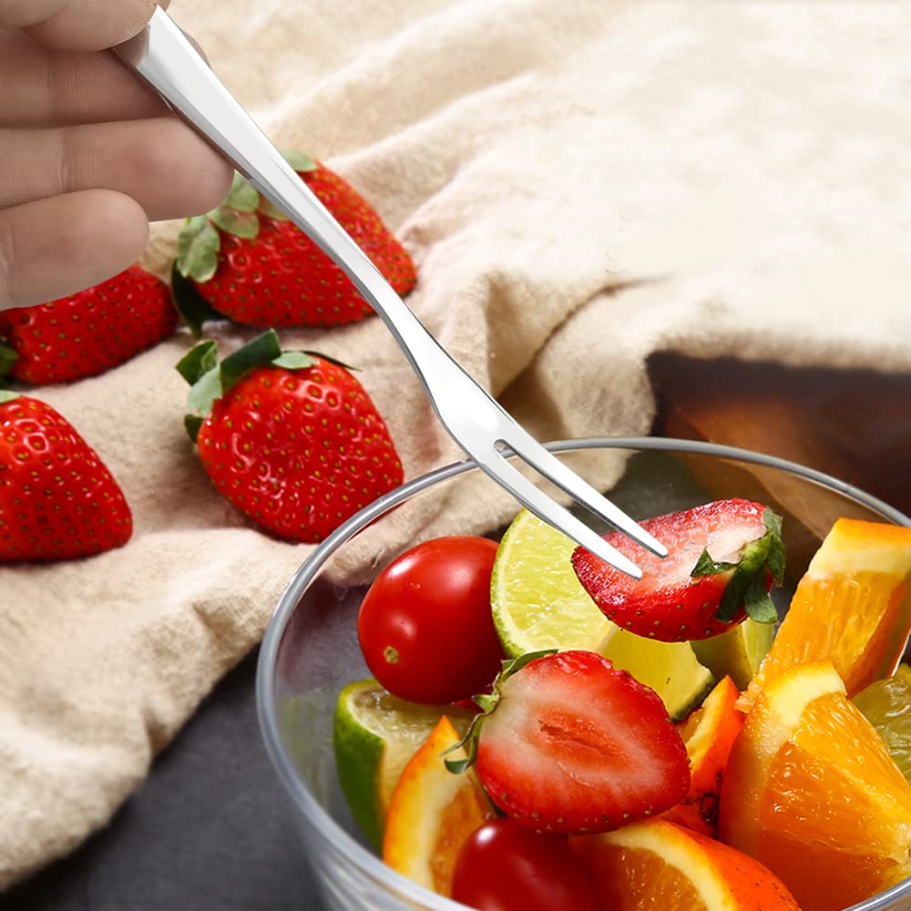 Ggbin 12-Piece Mini Cake Forks, Stainless Steel Fruit Forks, Mini Dessert Forks