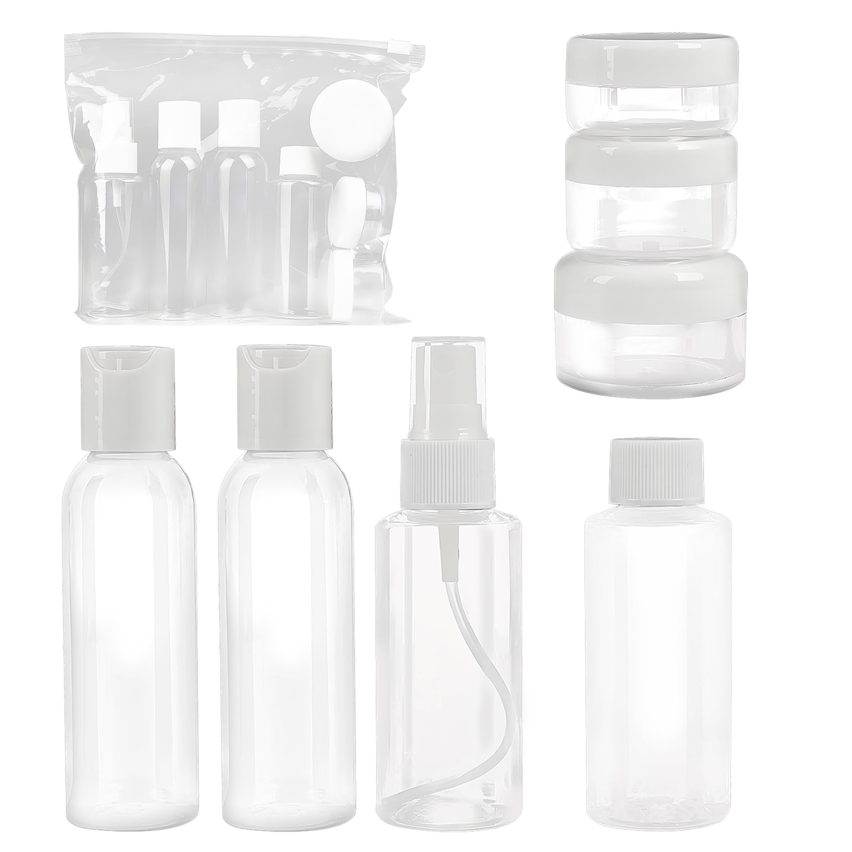 Soft 'N Style Empty Travel Size Bottles Set Plastic Travel Size Empty Bottles, Set Of 7 Refillable Cosmetic Container Toiletry B