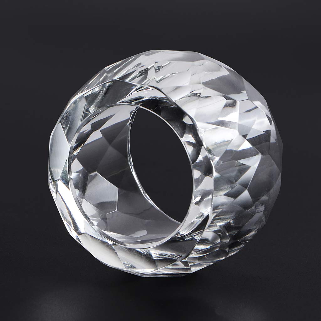 Mdluu 4 Pcs Crystal Napkin Rings, 2.3'' Diameter Serviette Buckles, Clear Napkin Holder Rings For Christmas, Thanksgiving, Weddi