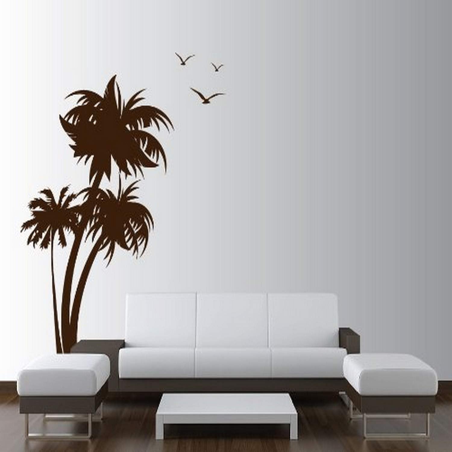 Innovative Stencils 1132 84 Mbrown Palm Coconut Tree Nursery Wall Decal With Seagull Birds, Brown