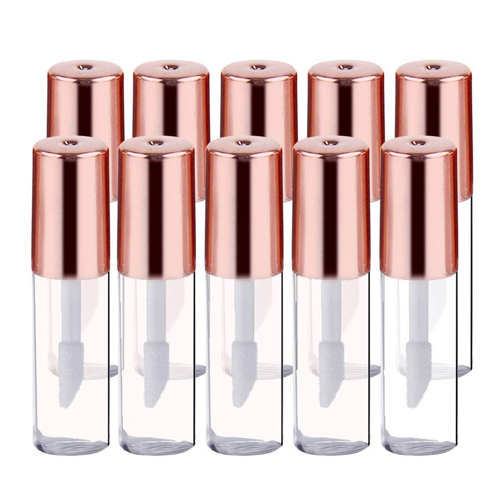 12Pcs 1.2Ml Rose Gold Lid Mini Clear Empty Refillable Lip Gloss Tubes With Internal Lip Brush Lip Balm Oil Containers Lipstick S