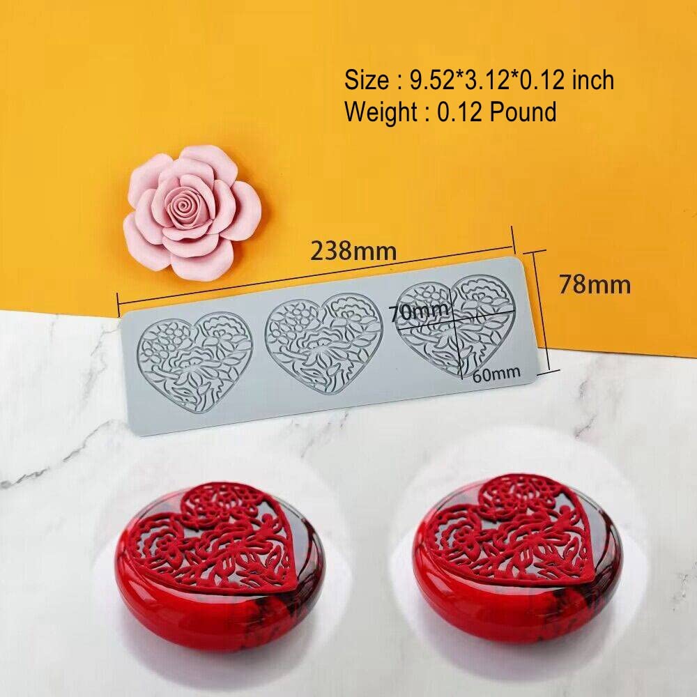 3D Hollow Leaf Fondant Lace Mold Multi Leaves Flower Candy Mold Chocolate Sugar Craft Cake Decoration Cupcake Top (F Love_9.52 *