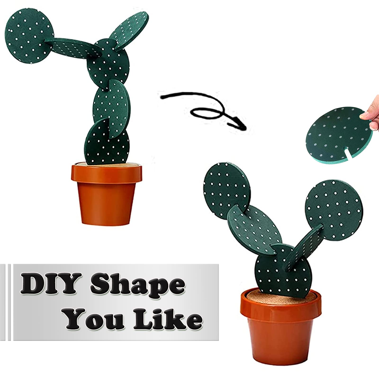 Cactus Coasters Set For Drinks Of 6 Pieces,Funny Coasters Cactus Gift With Flowerpot Holder For Home Office Bar Decor