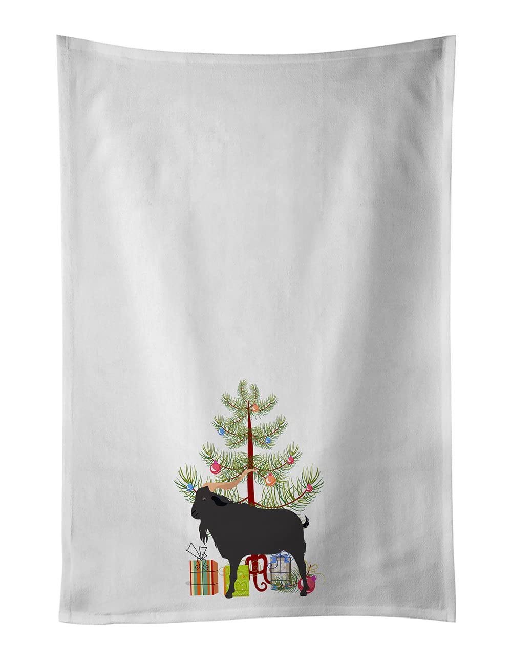 Verata Goat Christmas White Kitchen Towel Set of 2